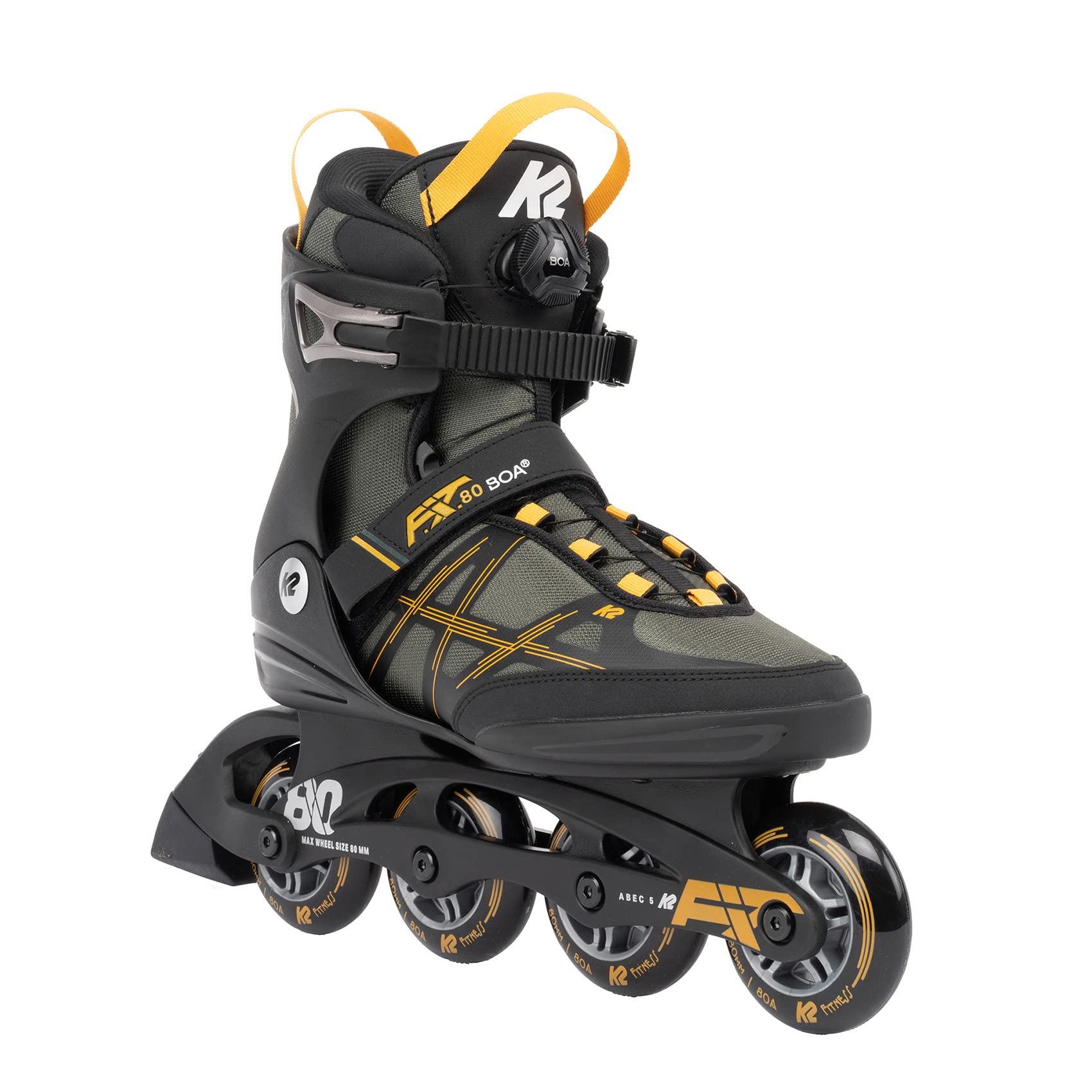 K2 F.I.T. 80 Boa Inline Skates - Adjustable Men's & Women's Fitness Rollerblades for Outdoor & Indoor Skating, Exercise & Recreation