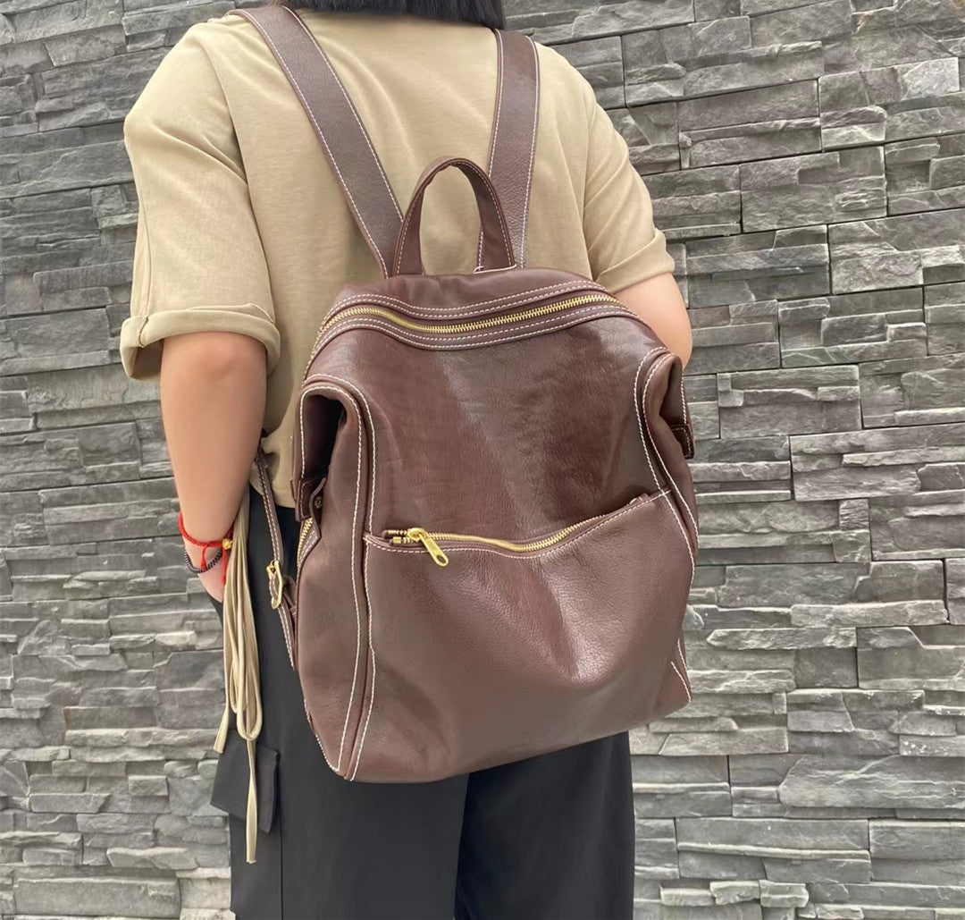 Premium Italian Leather Backpack for Women - Stylish & Durable Travel, Work & Everyday Use