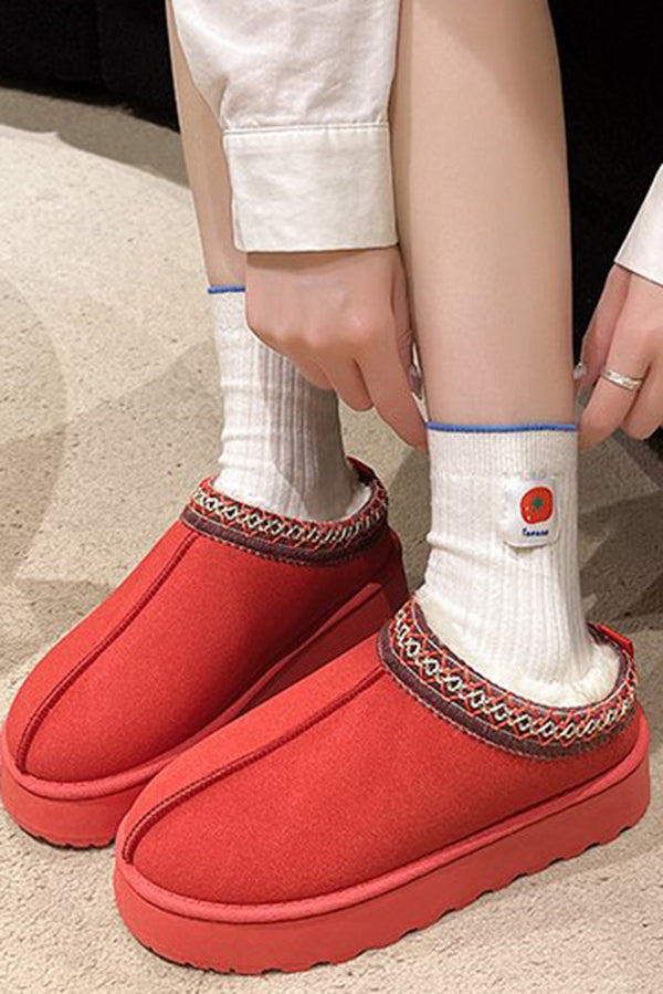 Cozy Thick Sole Slip-On Cotton Shoes for Women - Comfortable Indoor & Outdoor House Slippers for Winter Warmth
