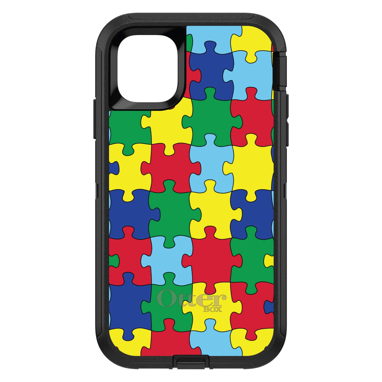 DistinctInk iPhone 11 Pro Case (5.8 Inch) - Durable Protective Cover with Autism Awareness Puzzle Design - Replacement for OtterBox Defender - Perfect for Daily Use, Work & Outdoor Activities