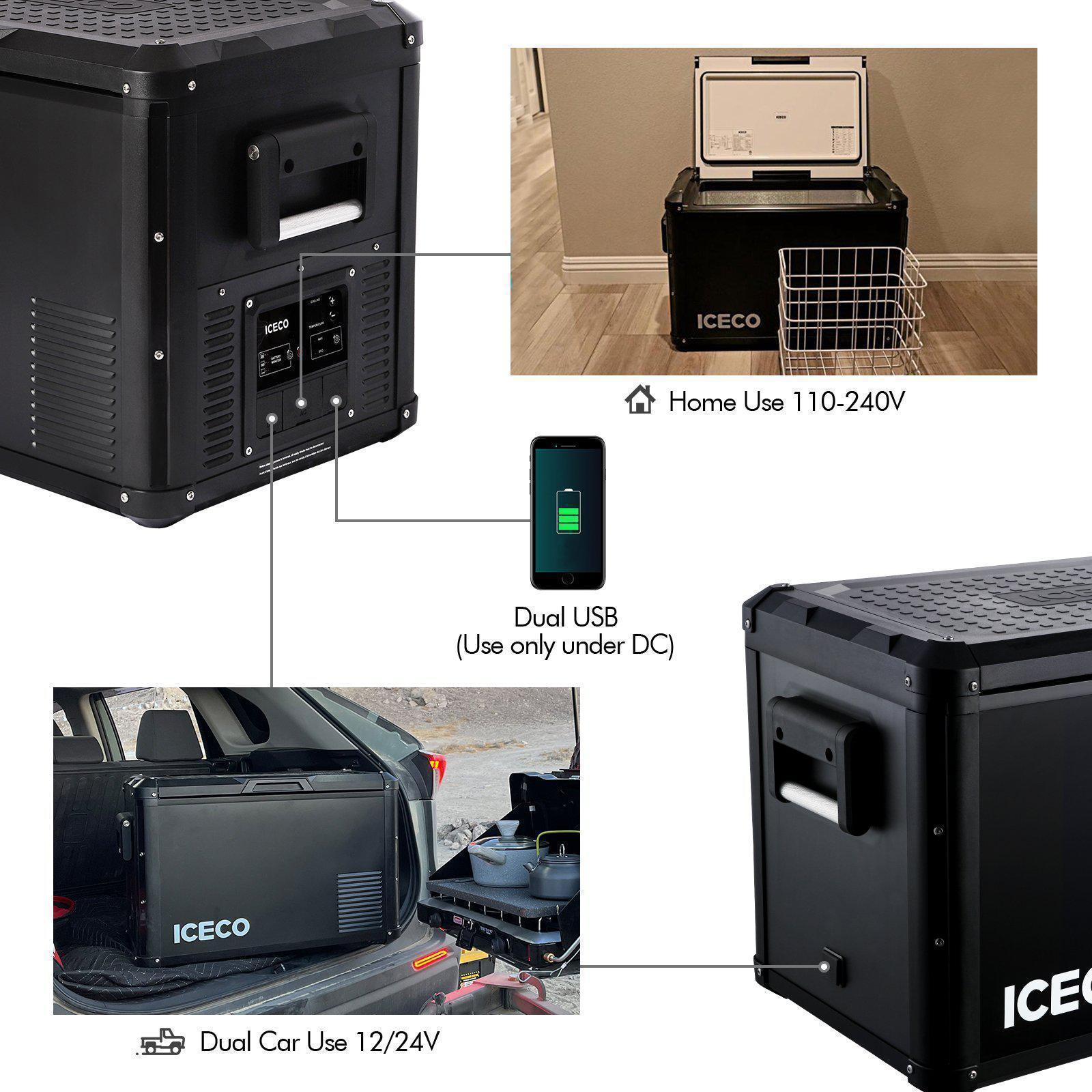 ICECO VL75ProD 79.2QT 12V Portable Freezer with PB1000 Power Station - Perfect for Camping, Road Trips & Outdoor Adventures