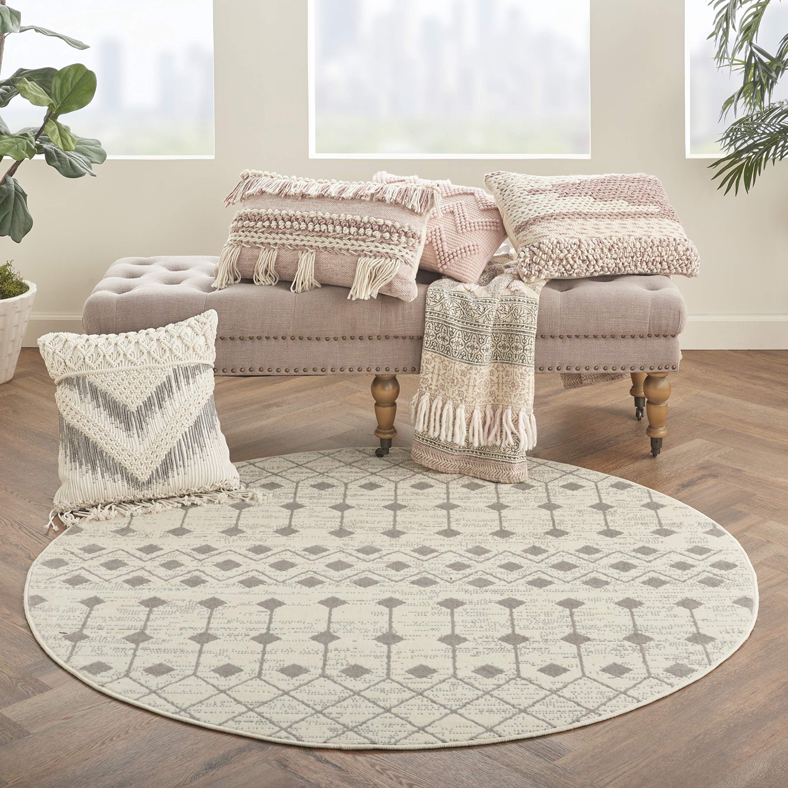Nourison Grafix Moroccan Ivory/Grey 5'3