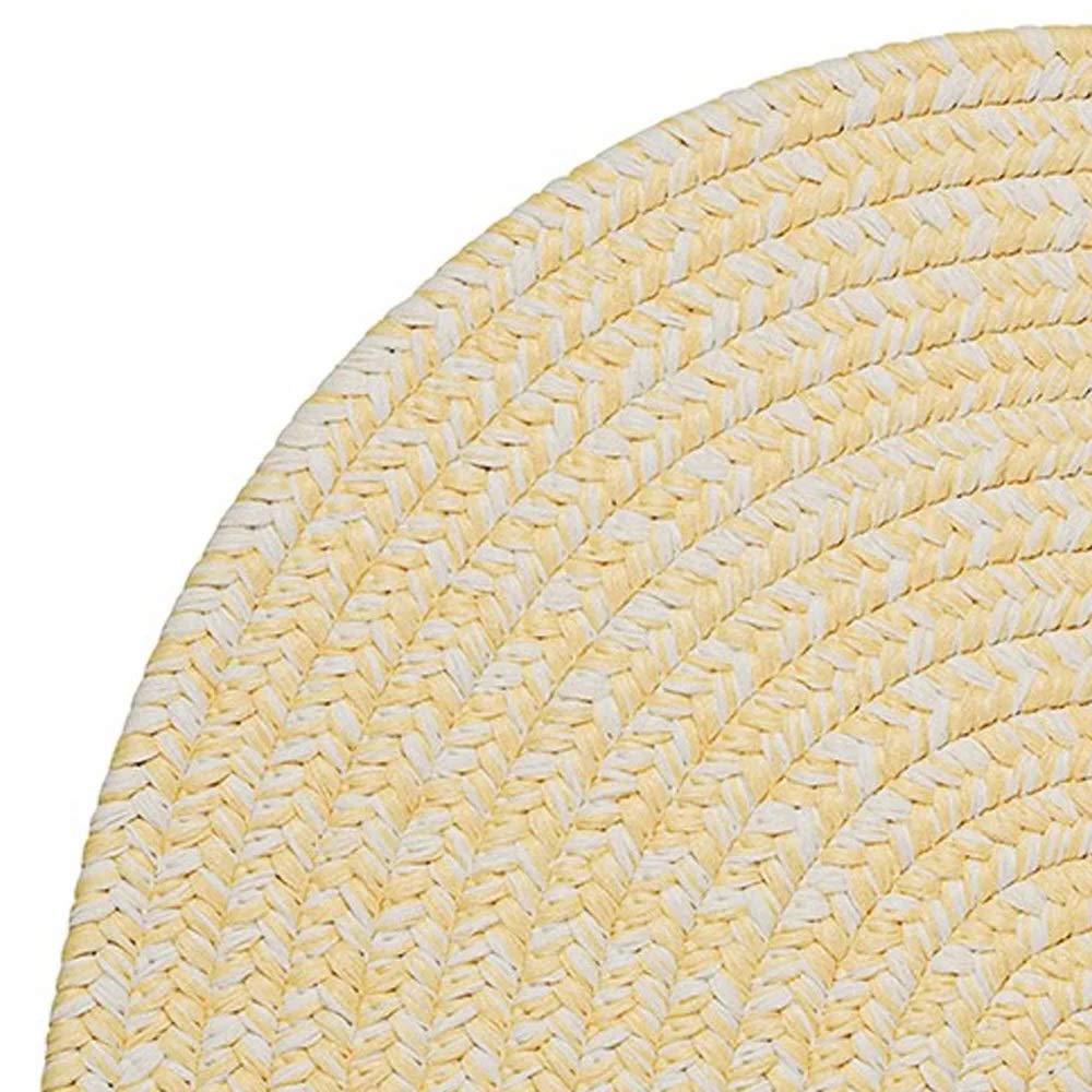 Farmhouse 4' x 6' Oval Traditional Tweed Indoor/Outdoor Checkered Geometric Braided Rug - Rustic Handcrafted Durable Polypropylene Reversible Area Rug in White & Yellow - Perfect for Living Room, Bedroom, Patio & Entryway Decor