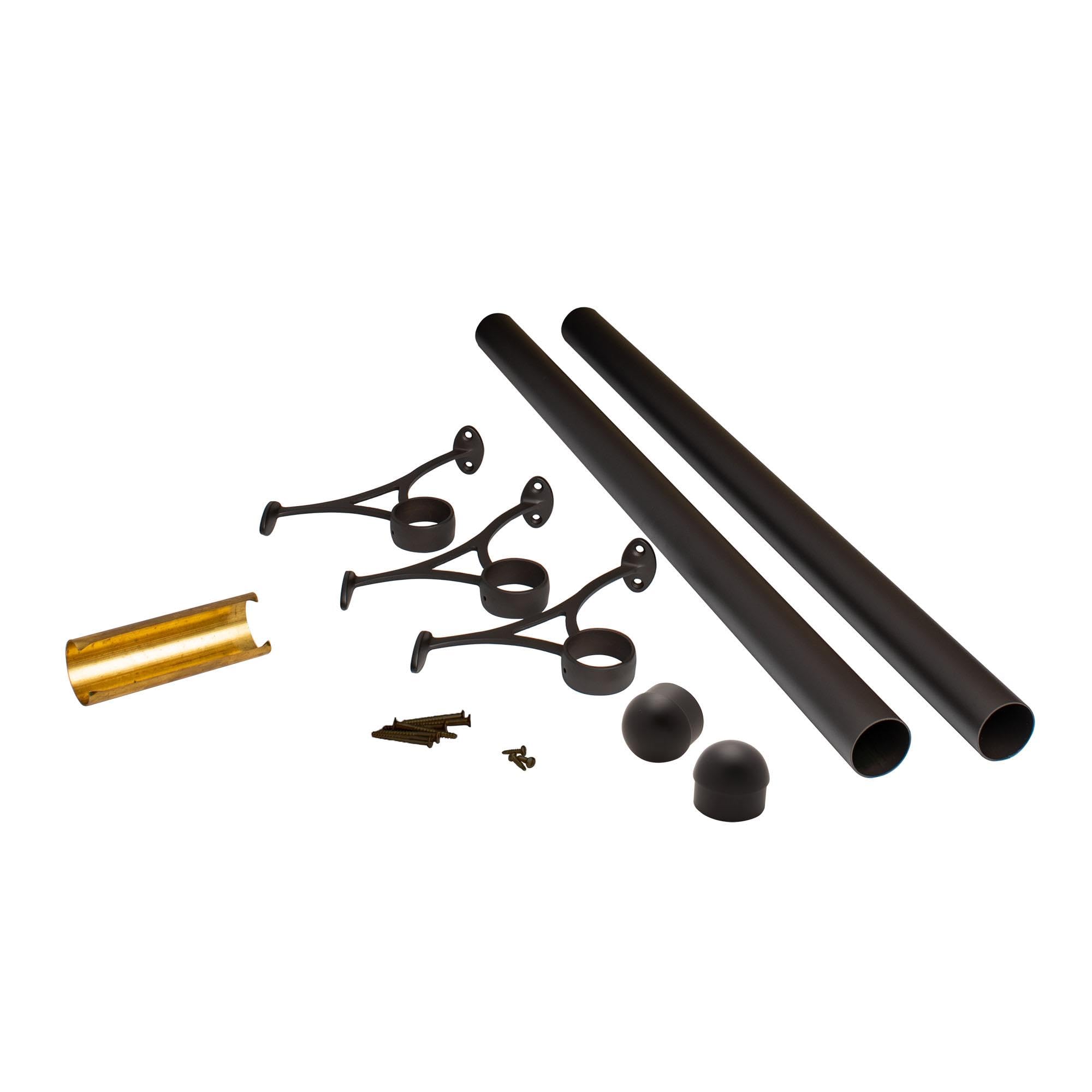 Outwater 6 Foot Bar Foot Rail Kit - Complete Undercounter Mount Hardware with Tubing, Dome End Caps in Oil Rubbed Bronze Finish for Home Bars and Pubs