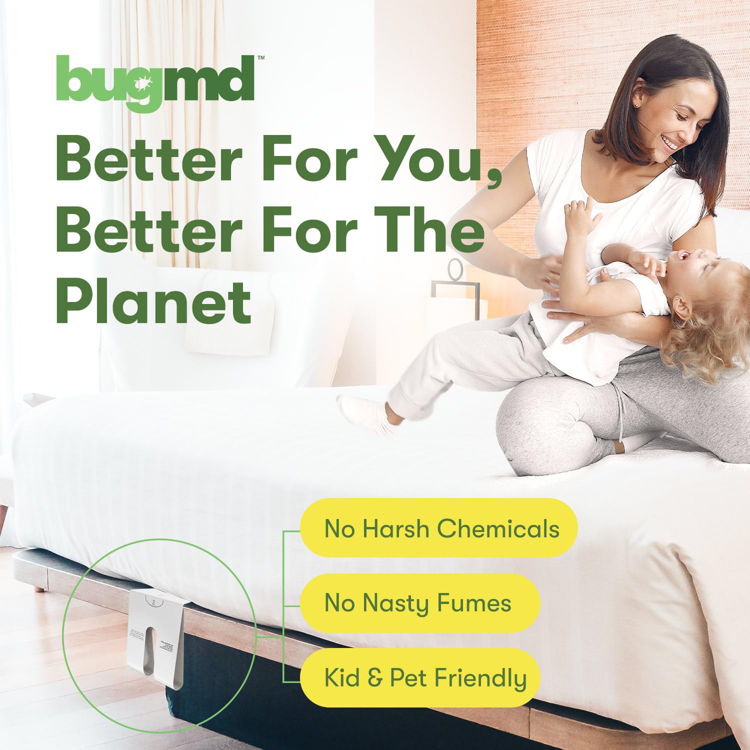 BugMD Bed Bug Trap (1 Pack, 12 Traps) - Effective Bed Bug Interceptors & Sticky Glue Traps for Indoor Pest Control | Prevent & Monitor Bed Bugs in Mattresses, Furniture & Homes