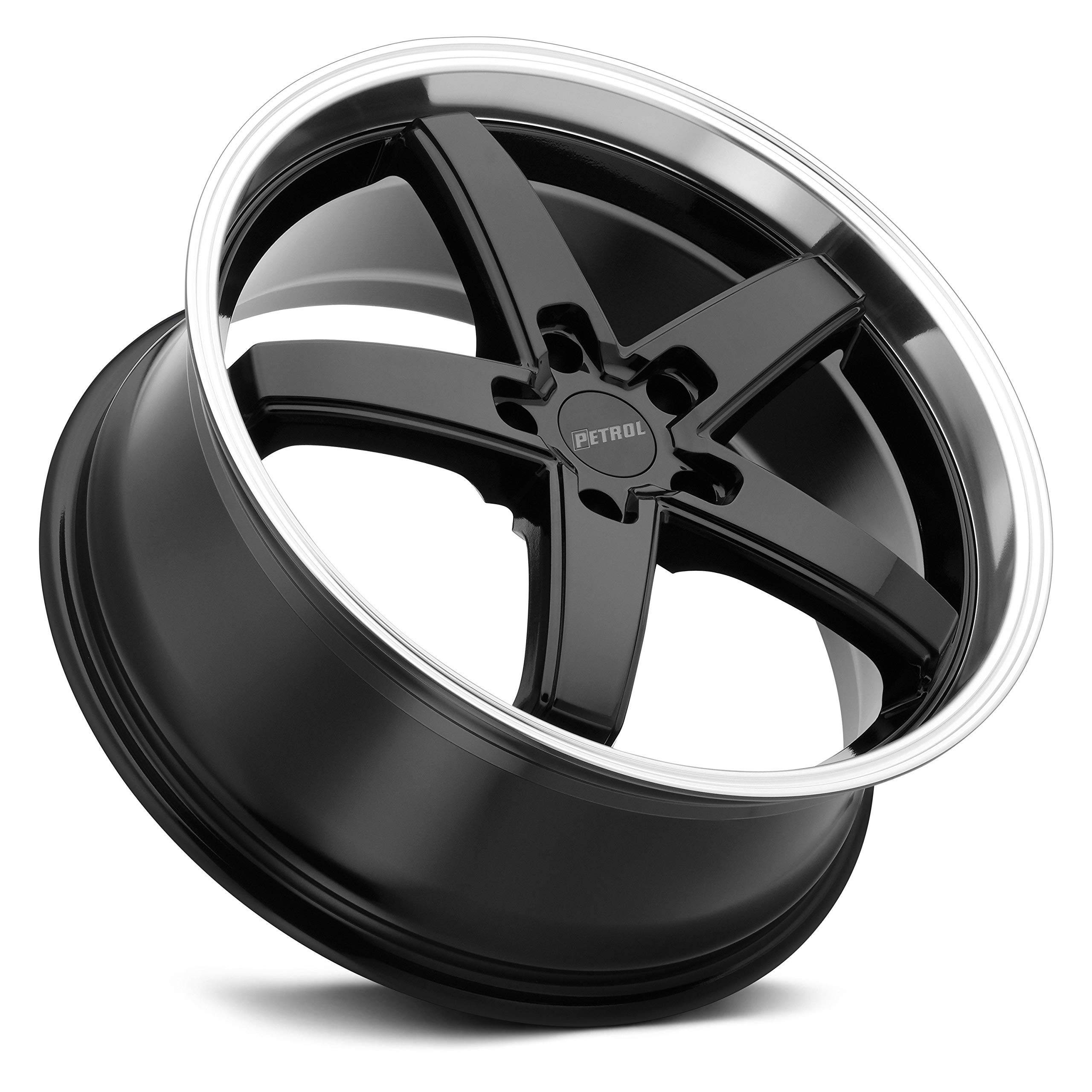 20x8.5 Inch 40mm Offset 5x114.3 Bolt Pattern Gloss Black Alloy Wheels with Machine Cut Lip - Perfect for Luxury Cars, SUVs, and Performance Vehicles