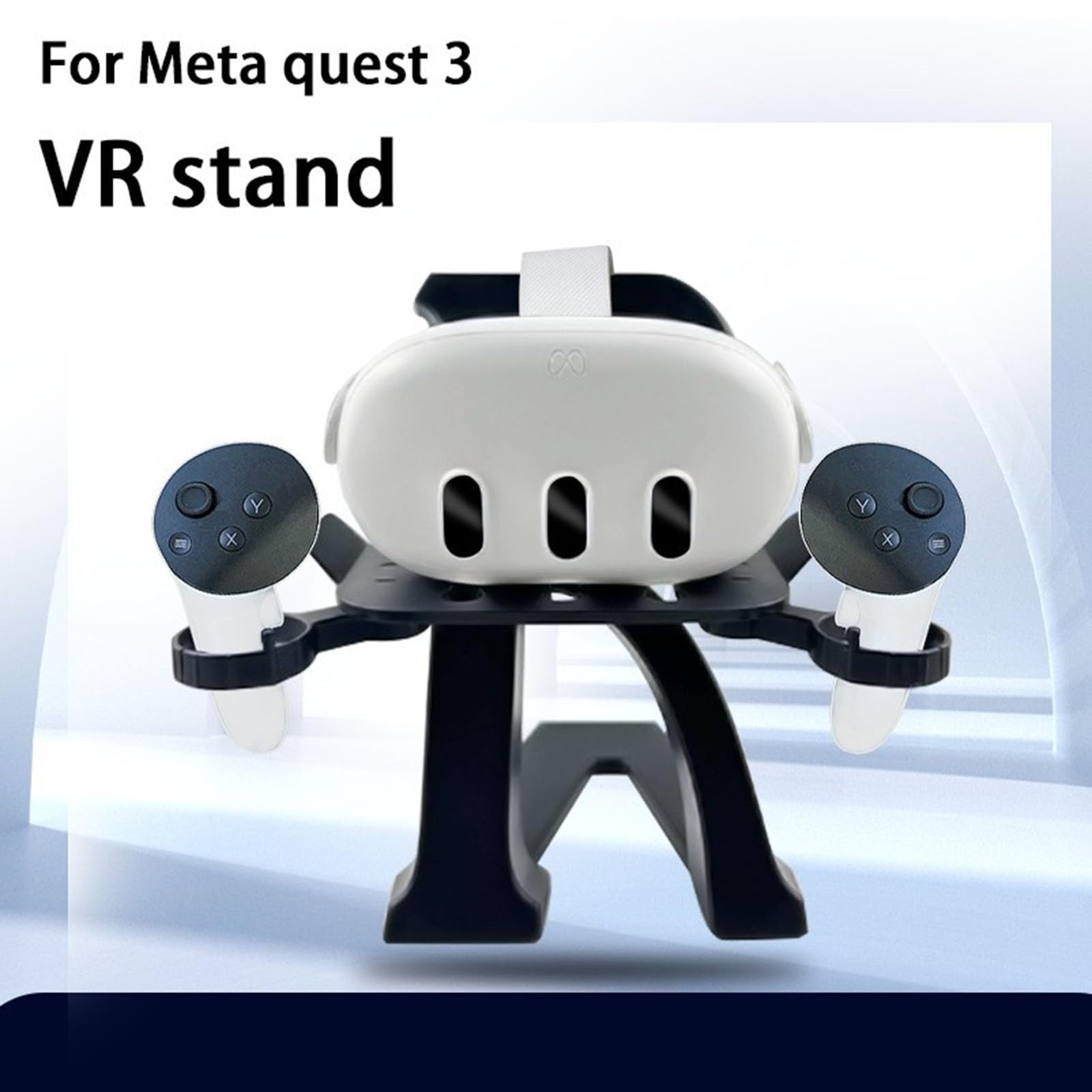 LICHIFIT VR Headset Stand for Meta Quest 3/Quest 2/Quest Pro/Pico 4/Valve Index - Desktop Display Holder with Controller Dock - Perfect for Gaming Setup & Office Organization