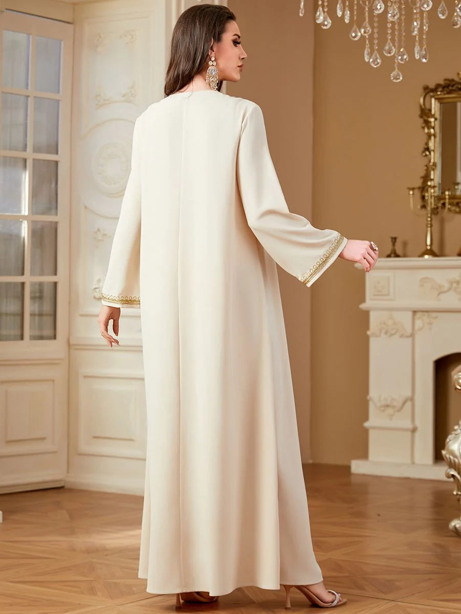 Elegant Beaded Embroidery Arab Eid Caftan Dress for Women - Perfect for Eid Celebrations, Weddings & Special Occasions