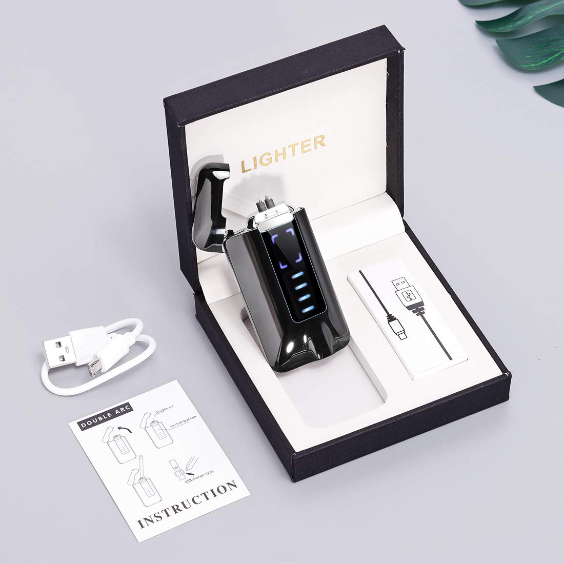 NAOLIU USB Rechargeable Plasma Lighter - Windproof Electric Lighter with LED Display Screen, Perfect Birthday Gift for Men (Great for Camping, Hiking, Outdoor Adventures & Everyday Use)