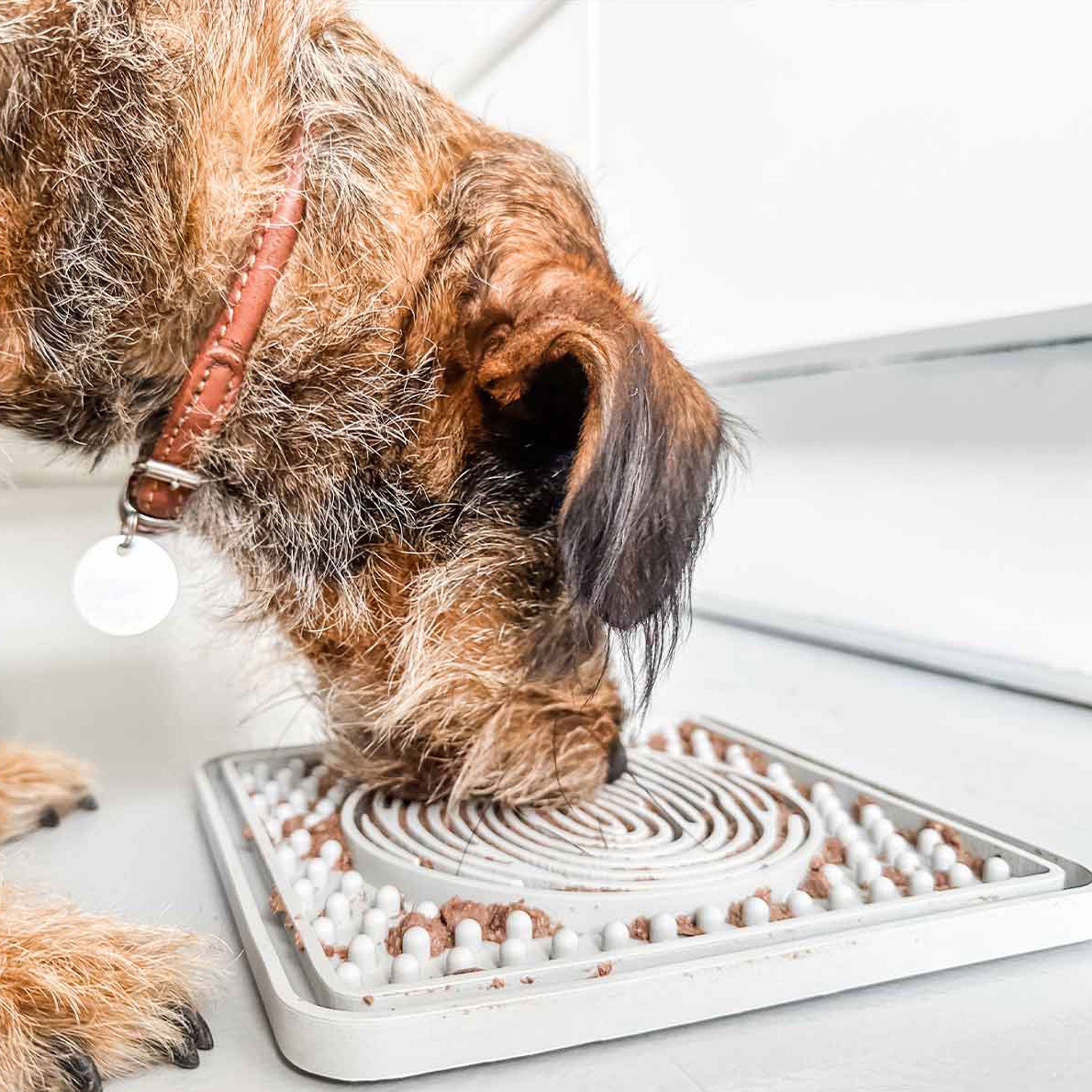 Premium Hevea Rubber Licking Mat for Dogs - Grey Interactive Slow Feeder & Anxiety Relief Toy - Perfect for Mealtime, Training, and Grooming Sessions