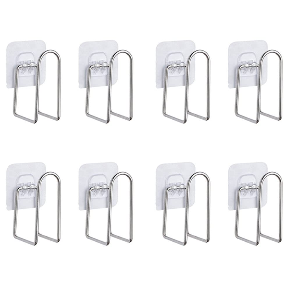 4 Pairs Adjustable Stainless Steel Pot Lid Organizer - Wall Mounted & Cabinet Door Self-Adhesive Pan Lid Holder for Kitchen Storage (Silver) - Perfect for Small Spaces & Clutter-Free Cooking