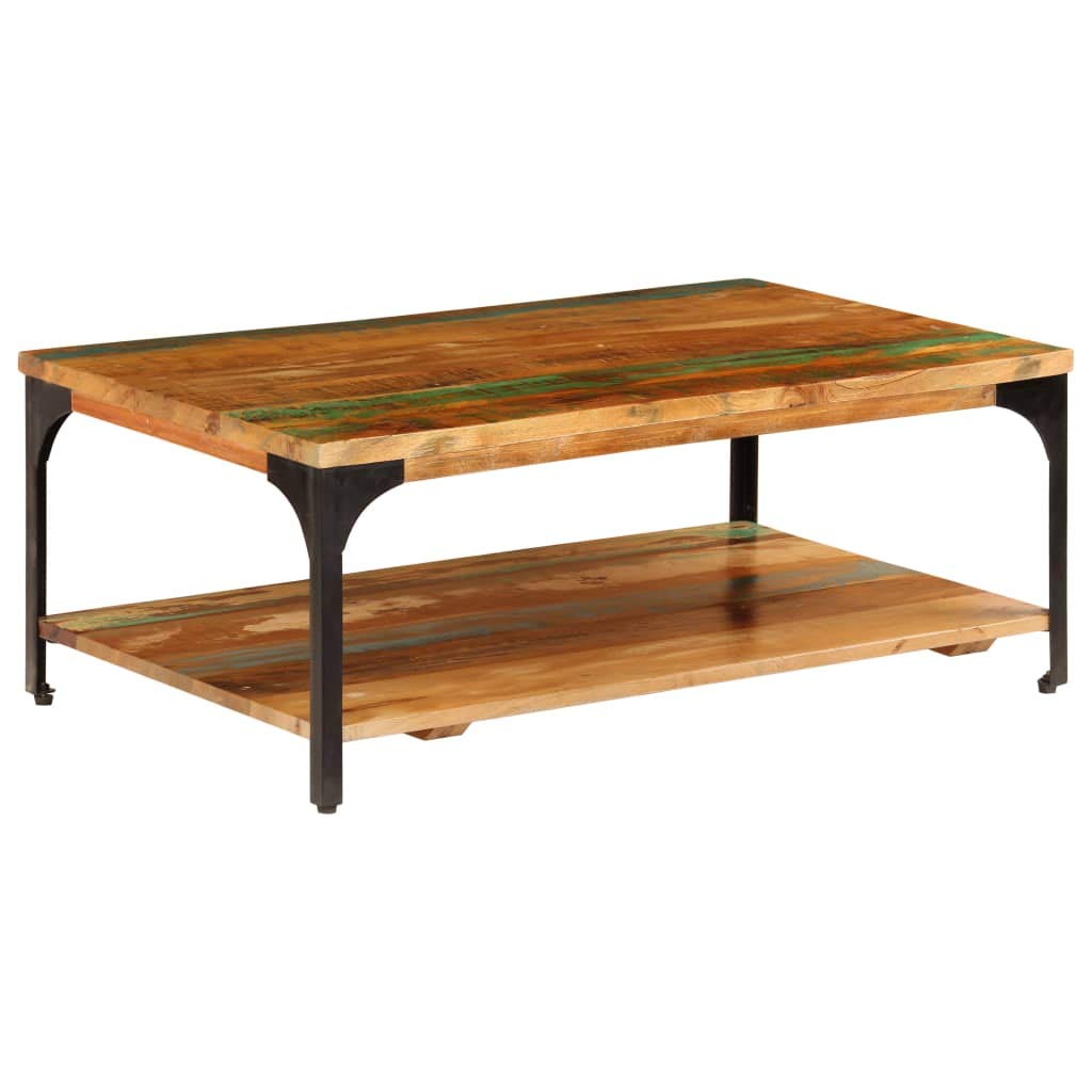 Industrial Style Coffee Table with Shelf - 39.4