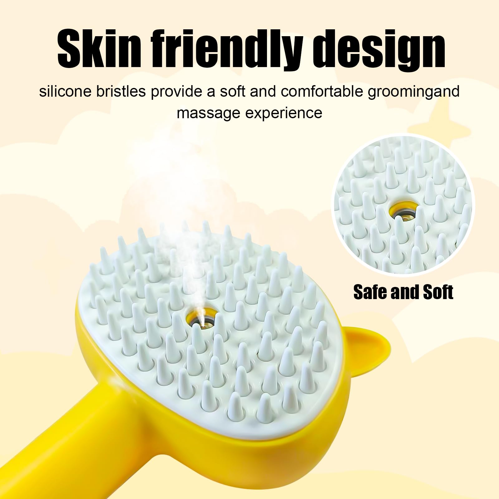 4-in-1 Pet Steam Spray Brush with Handle - Rubber Massage Brush for Dogs & Cats - Detangling Comb for Long & Short Hair - Easy Release Button - Blue - Perfect for Grooming, Bathing & Shedding Control at Home