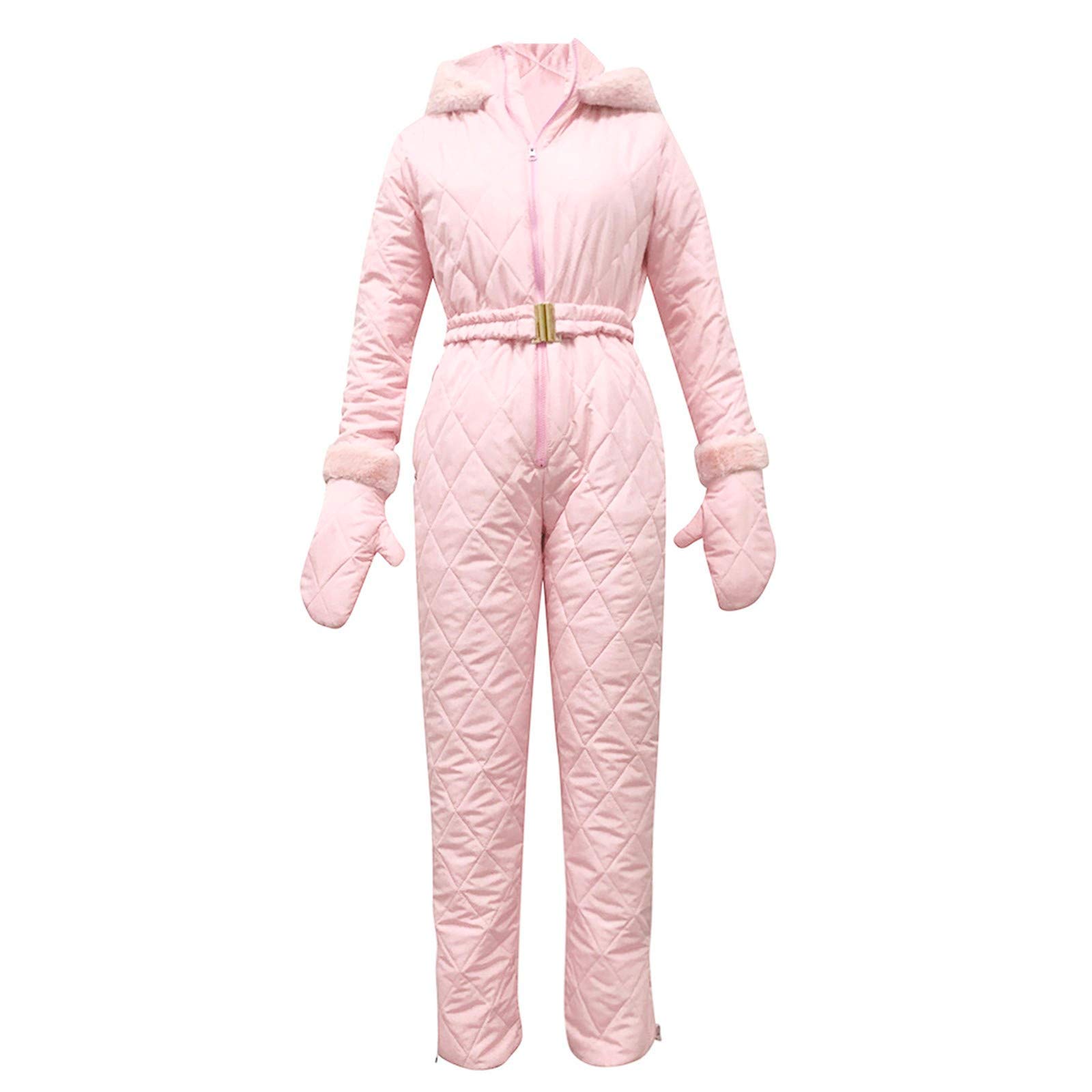Women's Waterproof Snow Suits Winter Ski Outfits with Fur Collar Hooded Jumpsuit for Outdoor Sports & Skiing | Warm Slim Romper for Snowboarding, Ski Trips & Winter Adventures