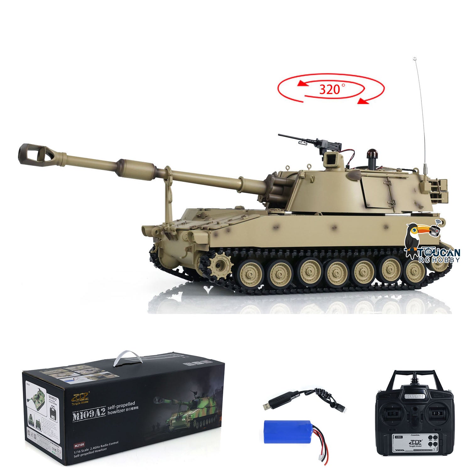 1/16 Scale M109A2 RC Military Tank - Metal Wheels, BB Shooting & Barrel Recoil - Remote Control Self-Propelled Howitzer for Hobbyists & Collectors - Perfect for Outdoor Battles & Military Display