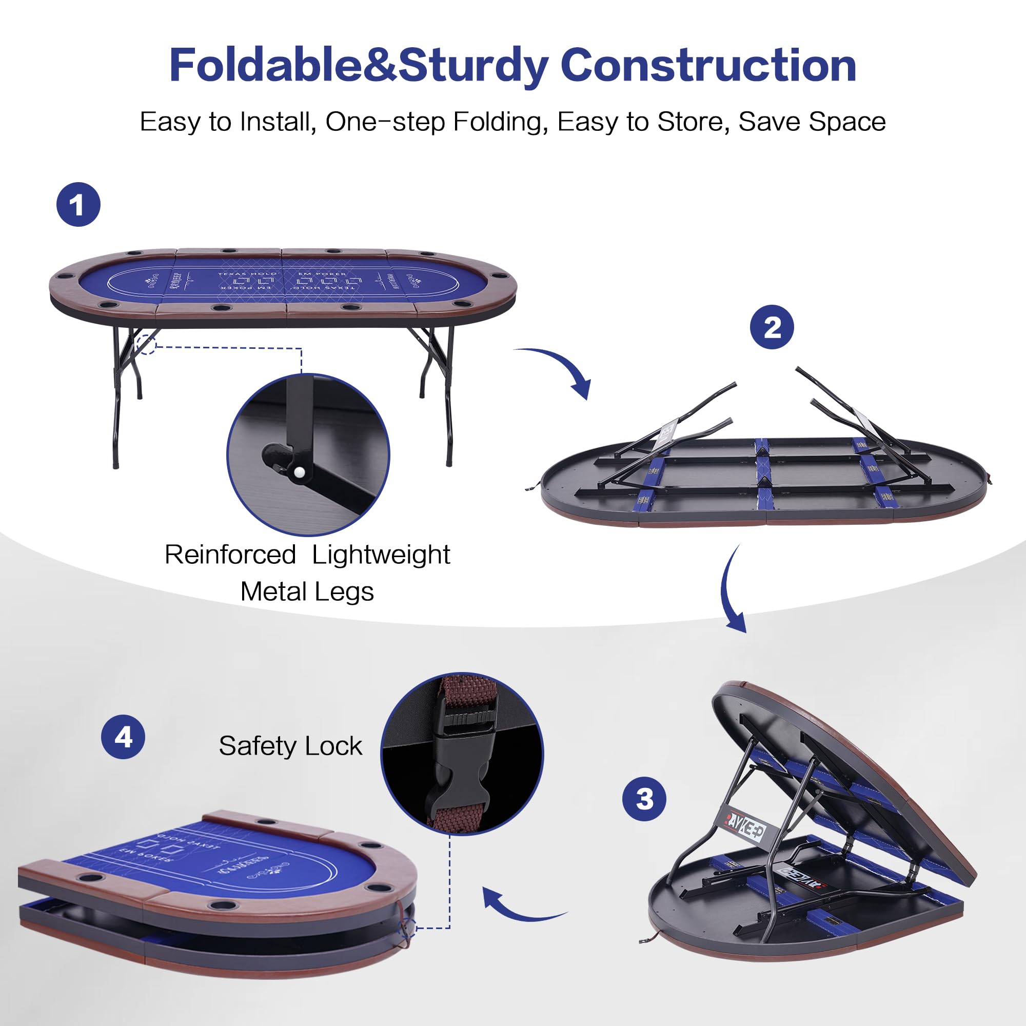 10 Player Foldable Poker Table - 84