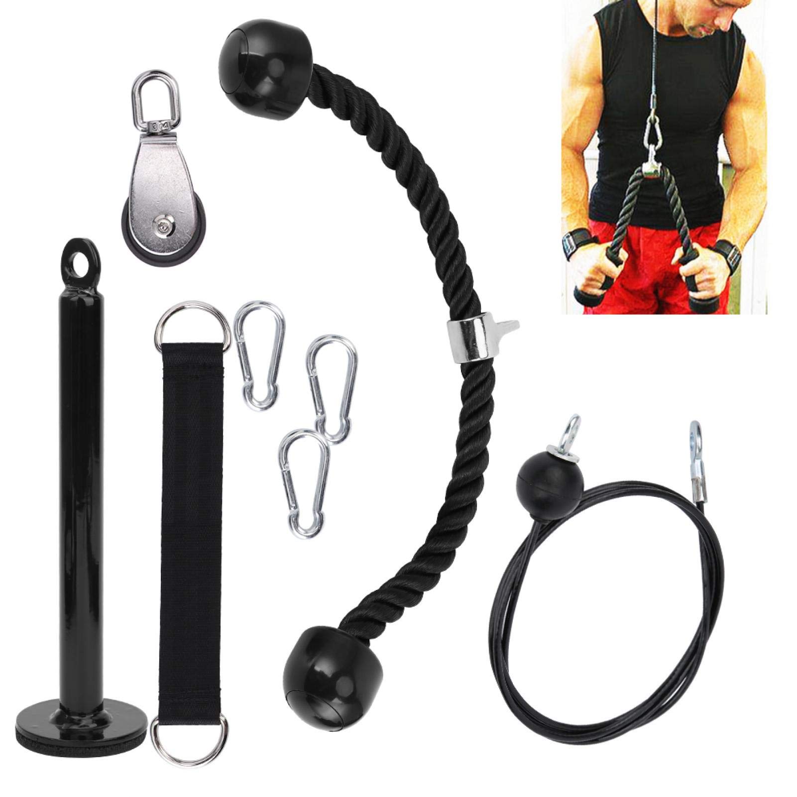 EVTSCAN 8-Piece Portable Fitness Equipment Set - DIY Pulley Rope System for Arm Strength Training, Triceps Workout & Home Gym Accessories | Perfect for Home Workouts, Garage Gym & Full-Body Training