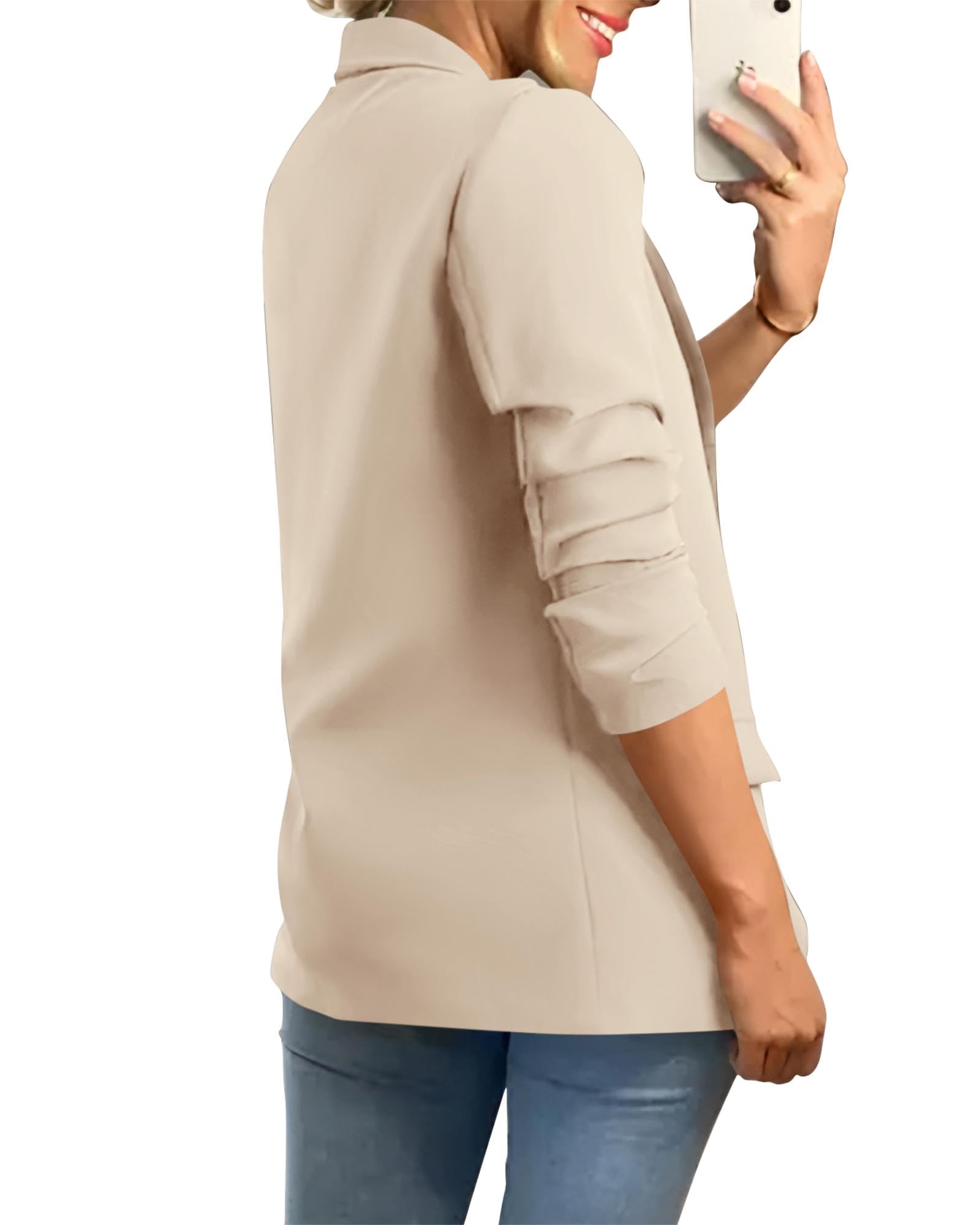 KIRUNDO Women's Blazer Jacket - 2025 Spring/Fall Business Casual Long Sleeve Open Front Suit Jacket with Pockets for Office Work & Professional Outfits | Perfect for Business Meetings, Office Wear & Dressy Occasions