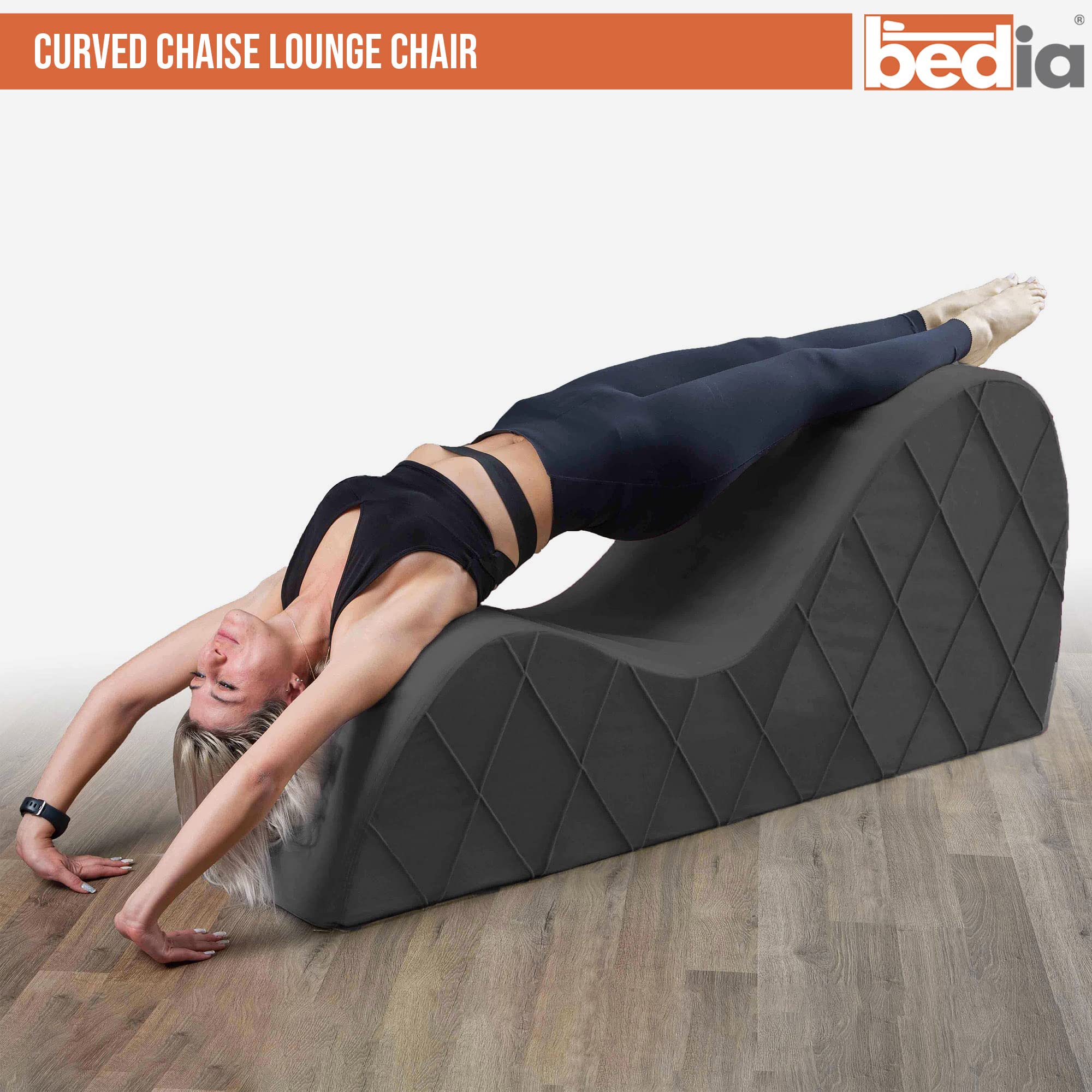 Premium Curved Chaise Lounge Chair - Dark Grey Yoga & Stretching Chair for Home, Office & Spa - Perfect for Meditation, Relaxation & Comfortable Lounging