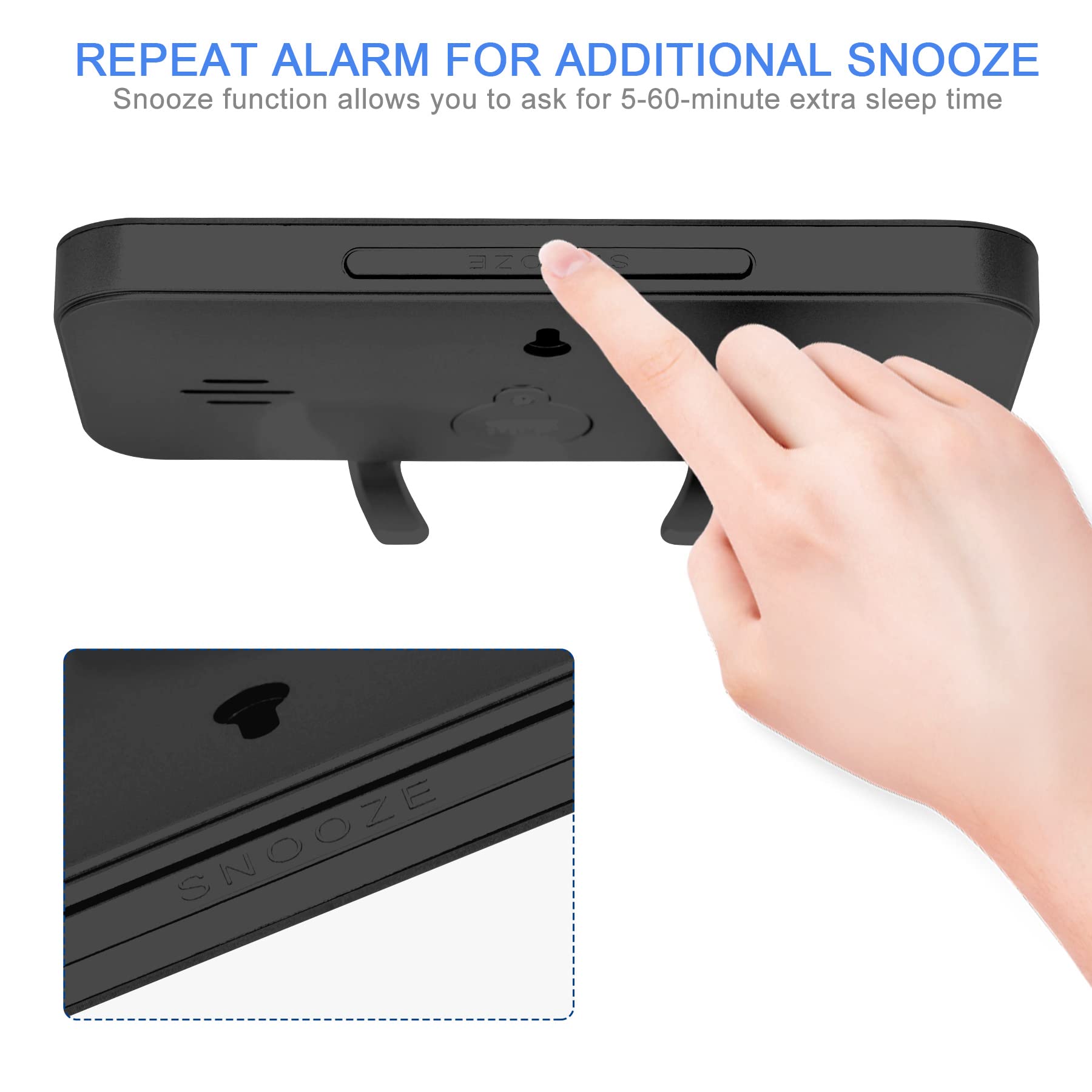 YGdigital 6.5 Inch LED Mirror Digital Alarm Clock with USB Charging Ports - Adjustable Brightness, Snooze Function, 12/24H Display for Bedroom, Home & Office Use (Black) | Perfect Nightstand Clock with Charging Station for Phones & Tablets