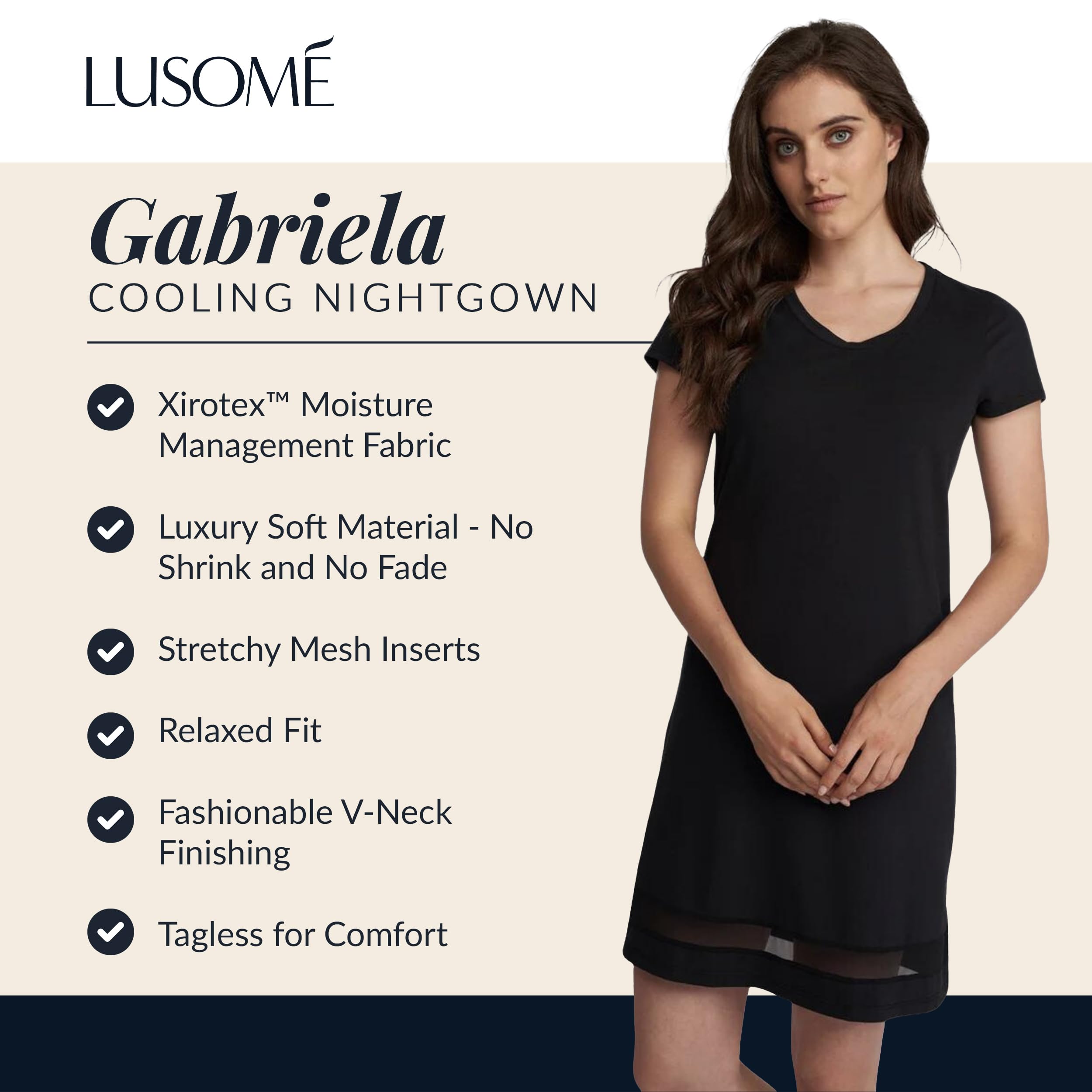 Lusome Cooling Nightgown for Women - Breathable Sleep Dress for Hot Flashes & Night Sweats Relief | Perfect for Menopause, Hot Sleepers & Summer Nights