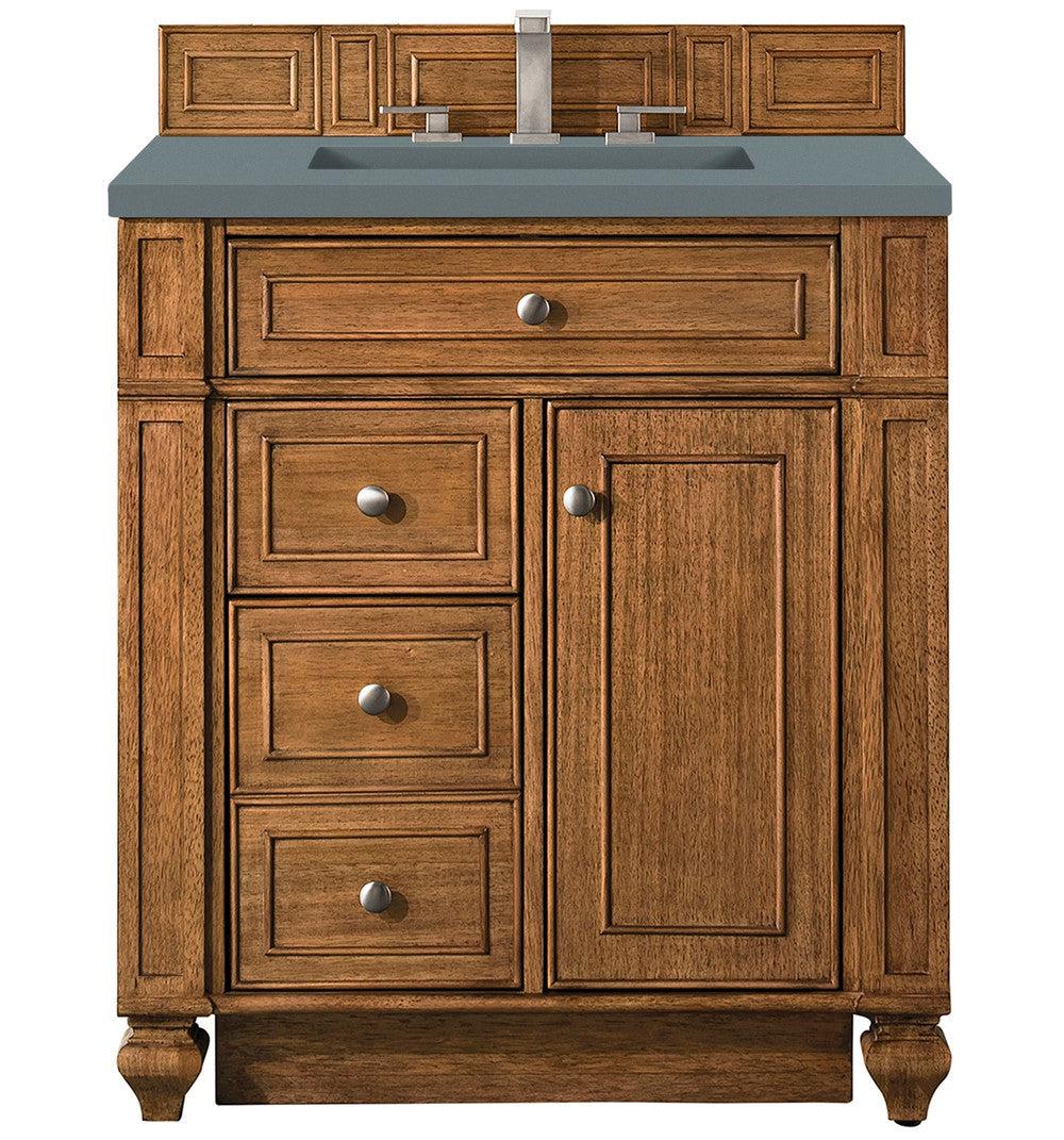 James Martin Vanities Bristol Collection 30-Inch Single Bathroom Vanity in Saddle Brown with Optional Countertops - Perfect for Modern Master Bathrooms and Guest Bathroom Renovations