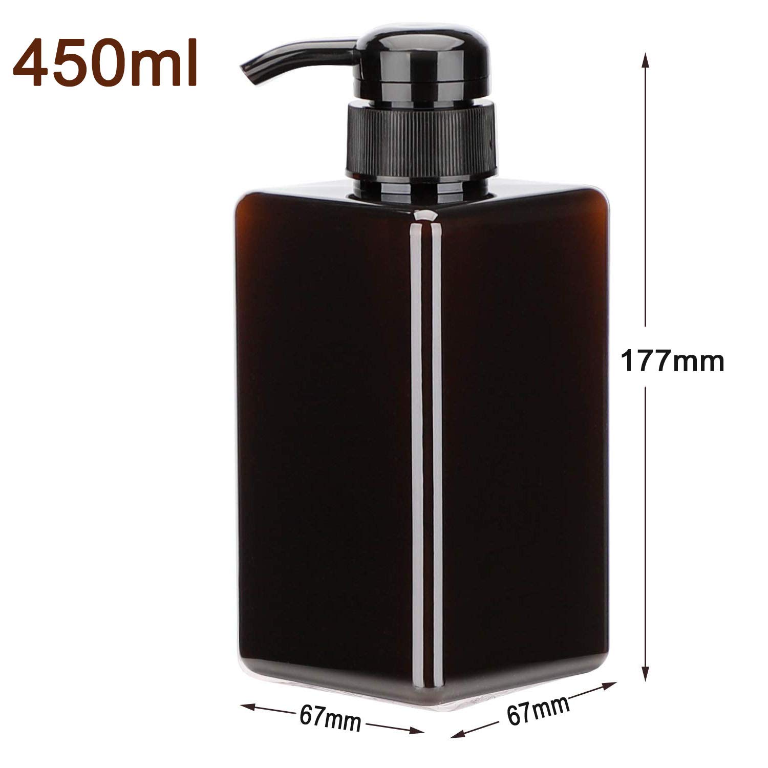 Alledomain 2-Pack 450ml (15.8oz) Refillable Plastic Pump Dispenser Bottles - Square Lotion & Shampoo Containers for Bathroom, Shower & Travel (Green + Brown) | Perfect for Body Wash, Liquid Soap & Toiletries Storage