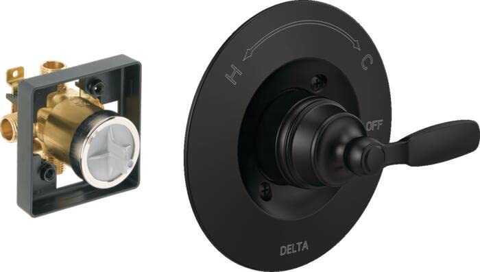 Woodhurst Matte Black Shower Valve Trim Kit - Compatible with Delta & Black Shower Systems, Includes T14032-BL Valve & Faucet Handle Replacement - Perfect for Bathroom Renovation & Modern Shower Upgrades