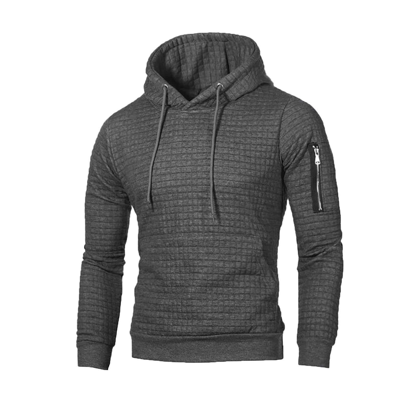 Men's Lightweight Waffle Hooded Sweatshirt - Long Sleeve Athletic Pullover with Drawstring for Gym, Running & Casual Wear