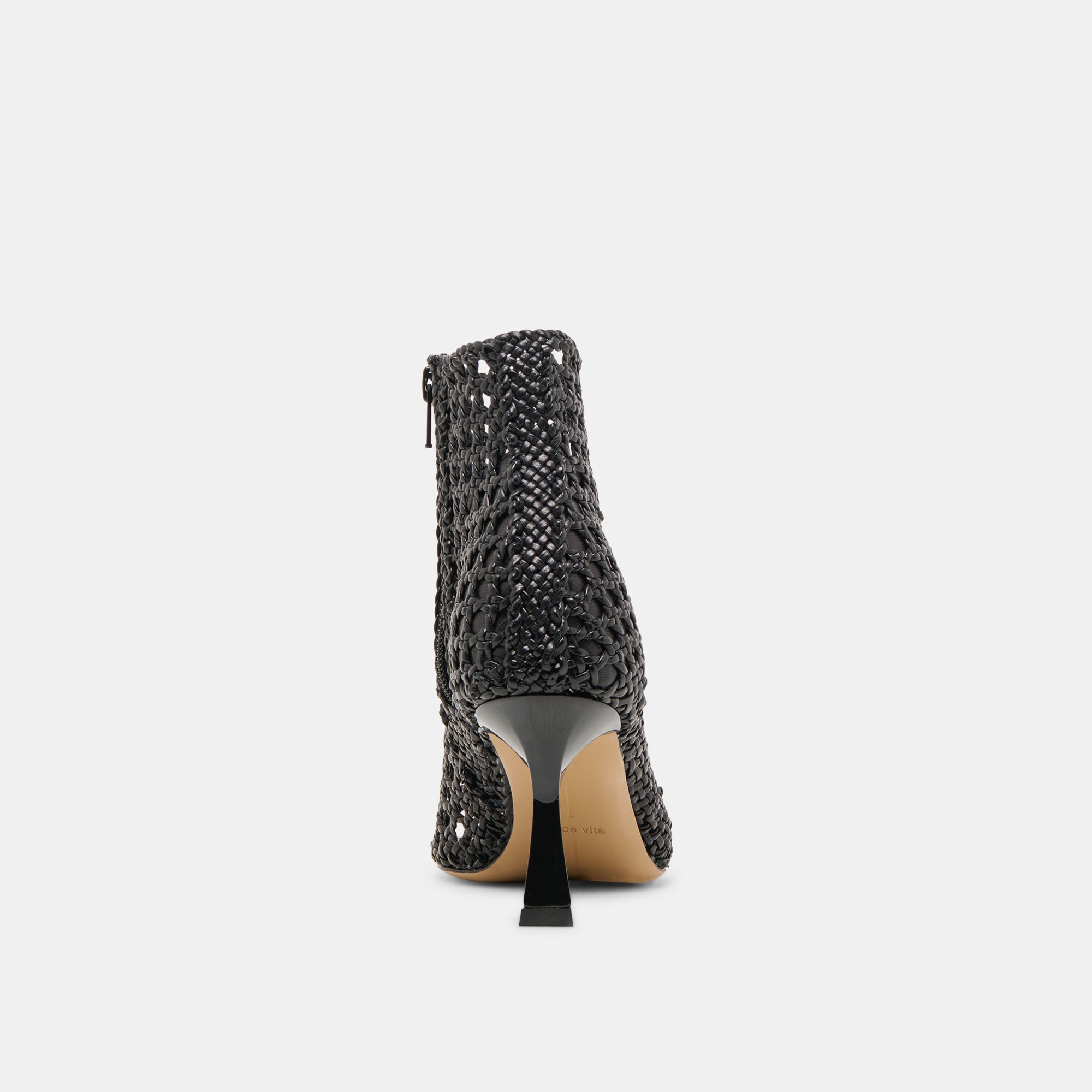 QUIN Black Woven Leather Heels for Women - Comfortable High Heel Pumps for Office, Party & Evening Wear