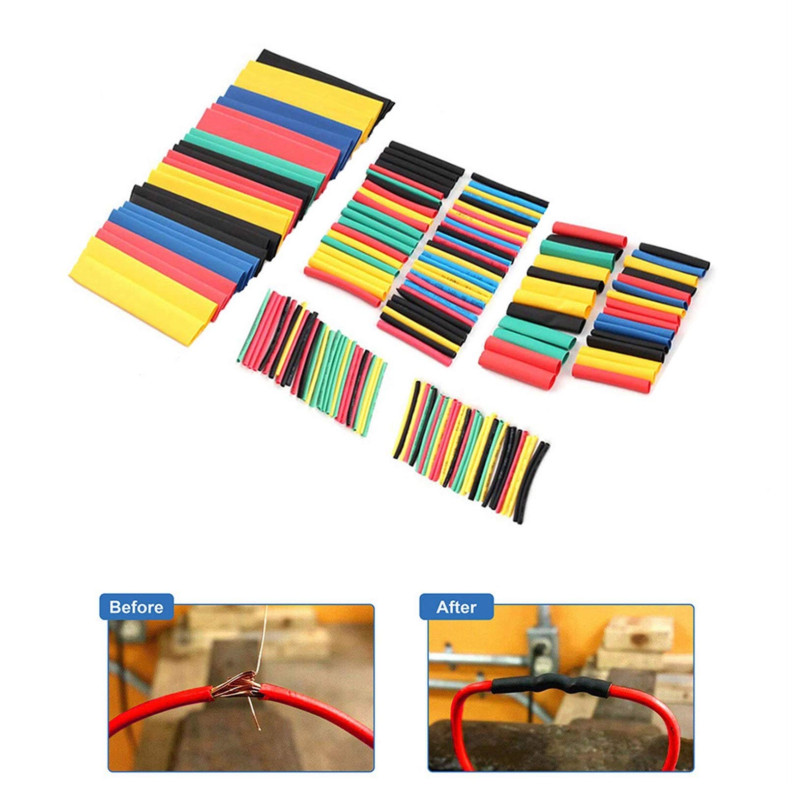 PYouo 164PCS Heat Shrink Tubing Kit - Polyolefin Insulation Sleeving for Wire & Cable Protection - Assorted Sizes (3:1 Shrink Ratio) - Perfect for Electrical Repairs, DIY Projects, and Automotive Wiring