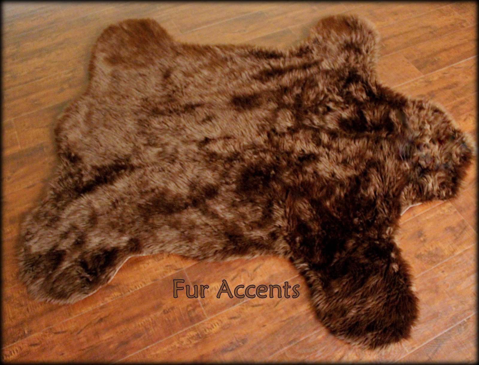 Luxury Plush Faux Fur Rug - 5'x5' Grizzly Brown Bear Skin Style Rug - Handmade in USA - Soft & Cozy Home Decor for Living Room, Bedroom & Nursery