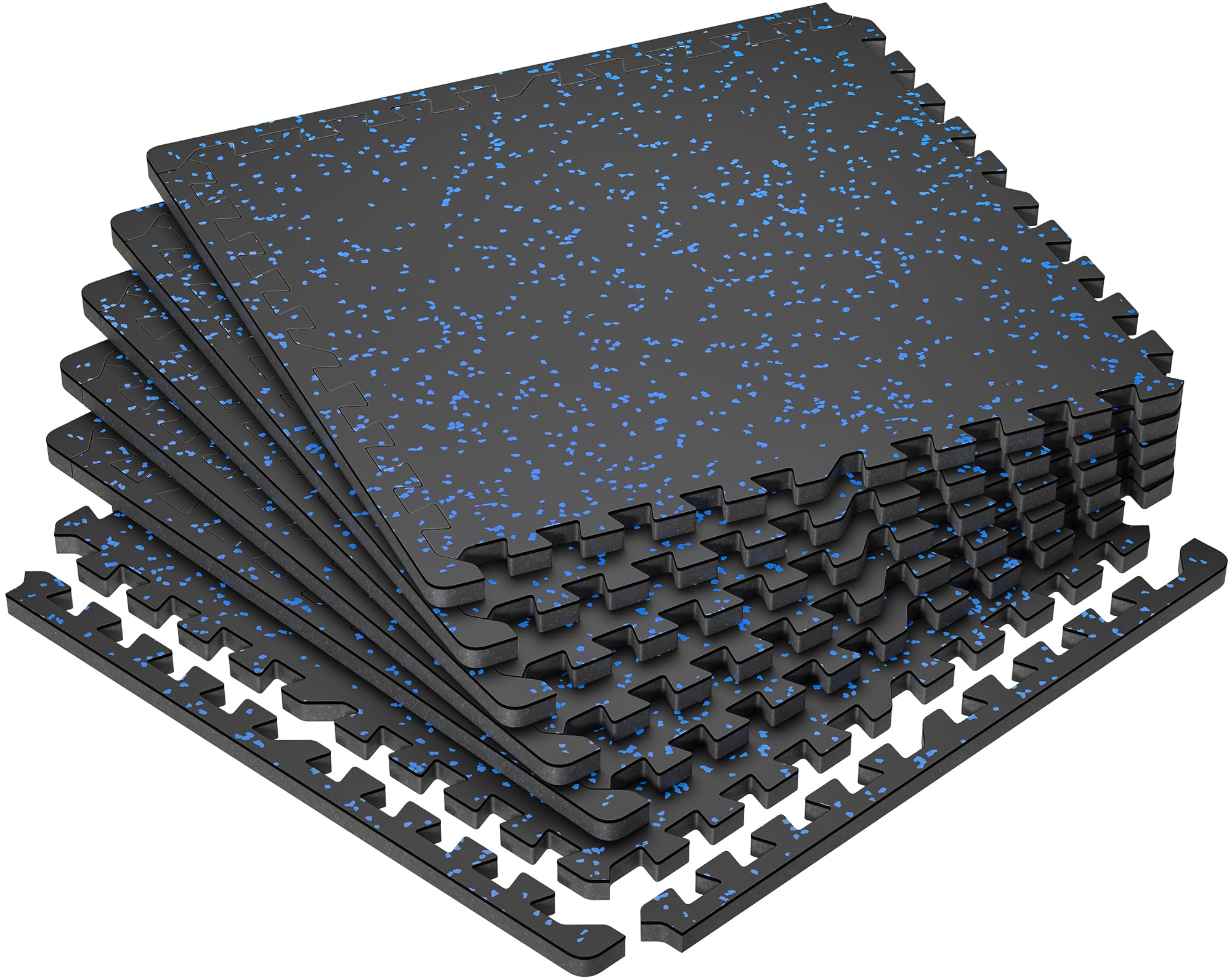 SUPERJARE 0.79 Inch Thick Interlocking Rubber Gym Floor Tiles - Non-Slip Exercise Equipment Mats for Home Gym, Fitness Room & Workout Areas - Durable Protective Flooring for Weightlifting, Yoga & Cardio