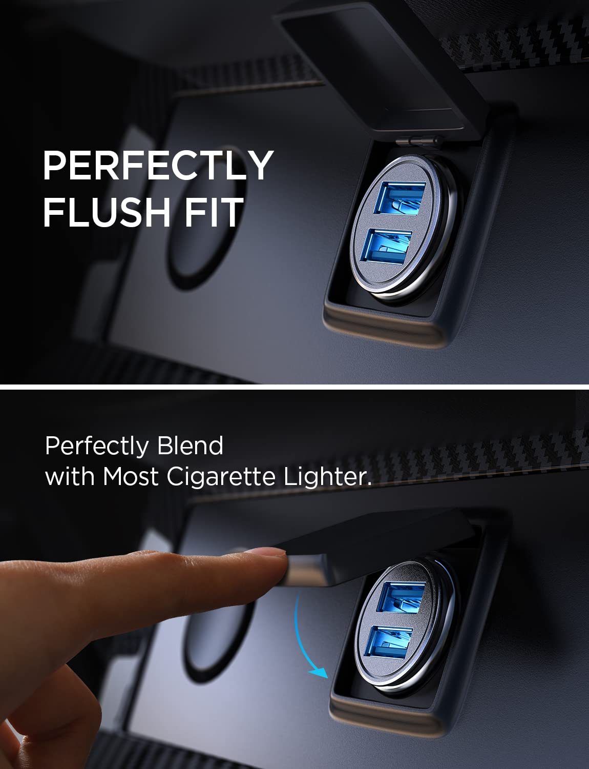 AINOPE 2-Pack 4.8A Fast Mini USB Car Charger Adapter - Dual Port Metal Cigarette Lighter Charger for iPhone 16/15/14/13/12/Pro Max/8 Plus/XR, Samsung Galaxy S24/S23/S10, iPad - Silver | Perfect for Road Trips & Daily Commuting