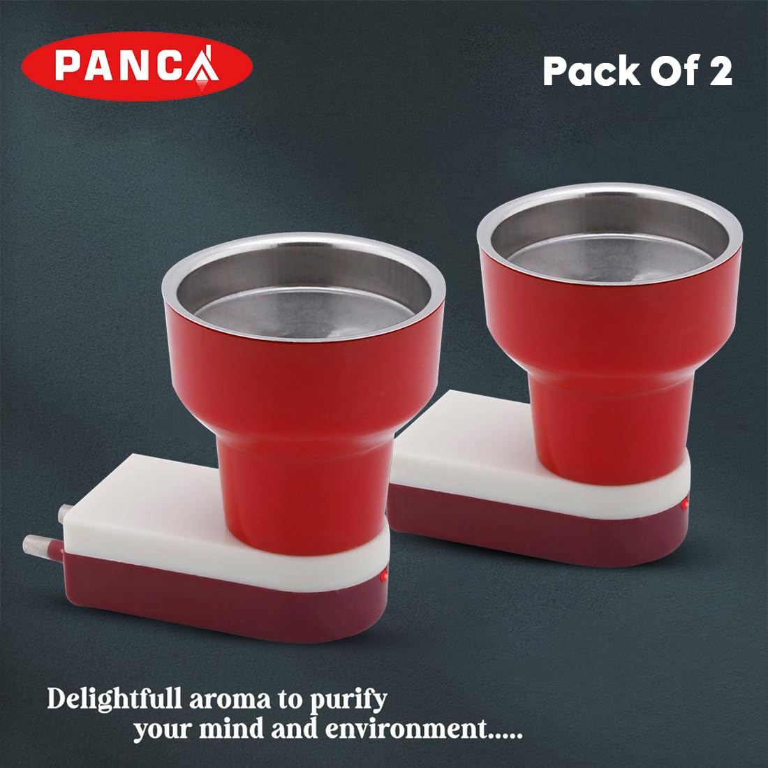 Premium Electric Camphor Diffuser for Home - Bakhoor Burner & Aroma Diffuser for Puja, Meditation & Relaxation - Red (Pack of 2) - Perfect for Yoga Rooms, Prayer Spaces & Aromatherapy Sessions