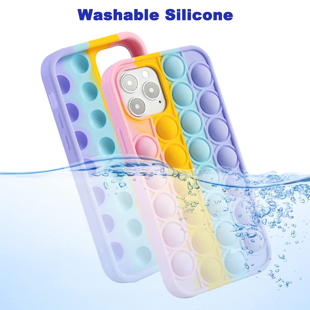 **Pop It Phone Case for iPhone 11 - Stress Reliever Push Pop Bubble Fidget Toy Cover, Cute Soft Silicone Protective Shell for iPhone 11 (6.1 Inch) - Rainbow | Fun & Anxiety Relief for Kids & Adults**