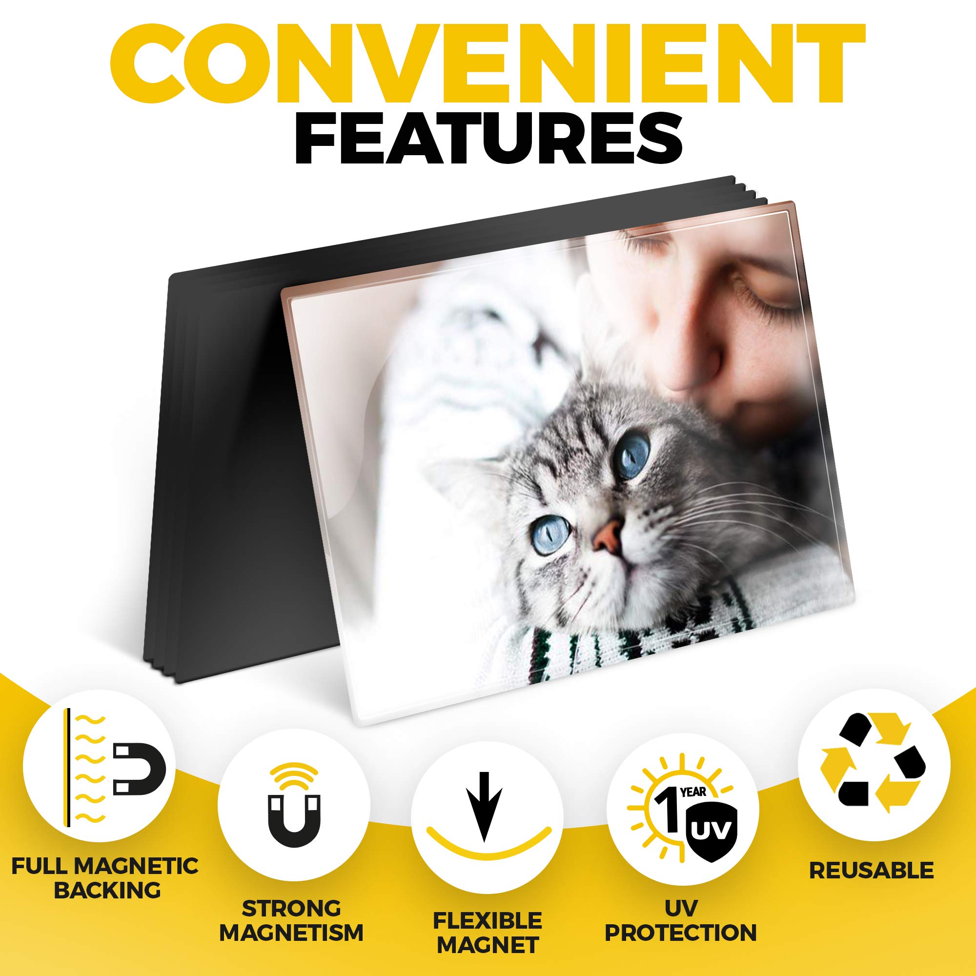 X-bet MAGNET Magnetic Picture Frames - 4x6 Inch Set of 7, Refrigerator Picture Magnets for Photos - Strong Magnetic Photo Frames for Fridge & Metal Surfaces - Perfect for Kitchen, Office & Home Decor