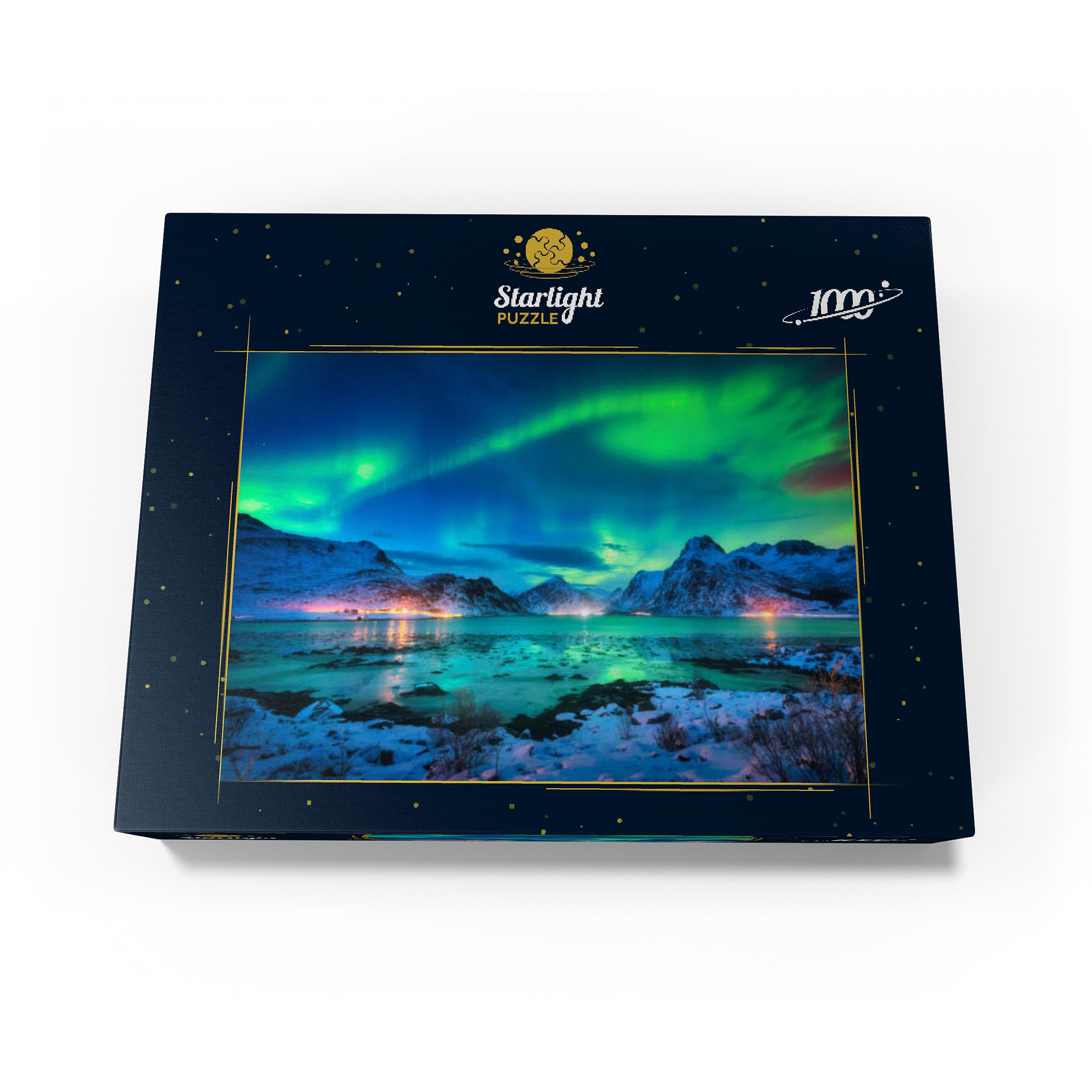 Aurora Borealis Over Sea Coast 1000-Piece Jigsaw Puzzle - Northern Lights Night Scene of Lofoten Islands Norway - Premium Adult Puzzle for Relaxation & Home Decor