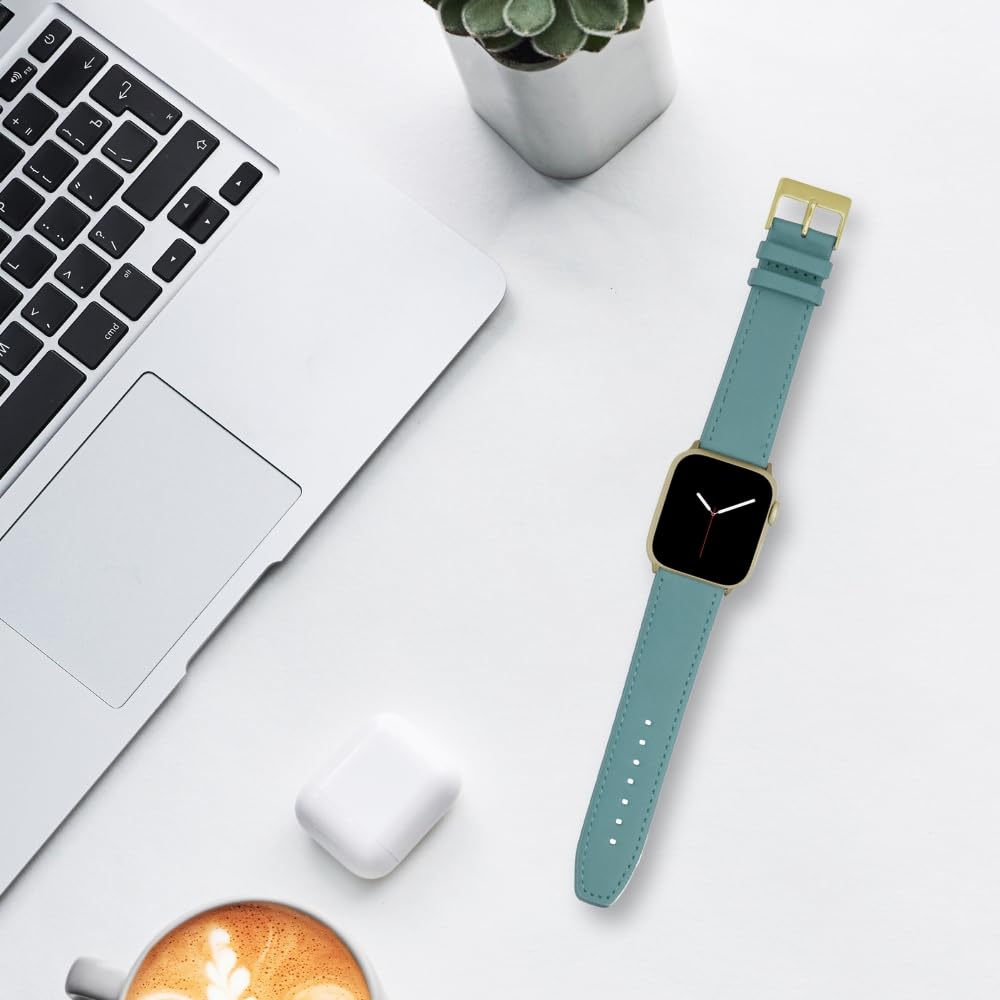 Bandini Genuine Leather Apple Watch Band for Women - Compatible with Series 10/9/8/7/6/5/4/3/2/1/SE (38mm 40mm 41mm 42mm) - Slim & Stylish Replacement Strap for Workout, Office & Everyday Wear