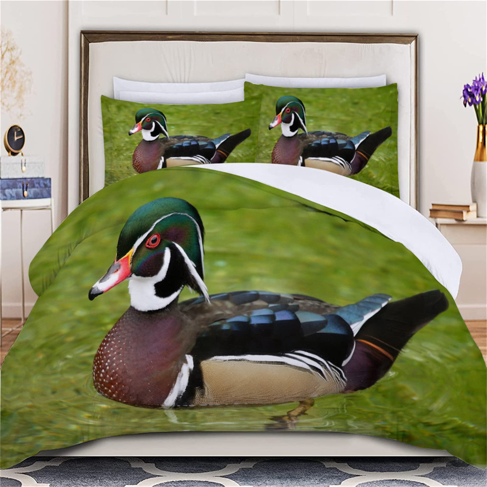 3D Printing Twin Duvet Cover Set - Cute Animal Pattern Soft Microfiber Comforter with Zipper Closure & 2 Matching Pillowcases (20
