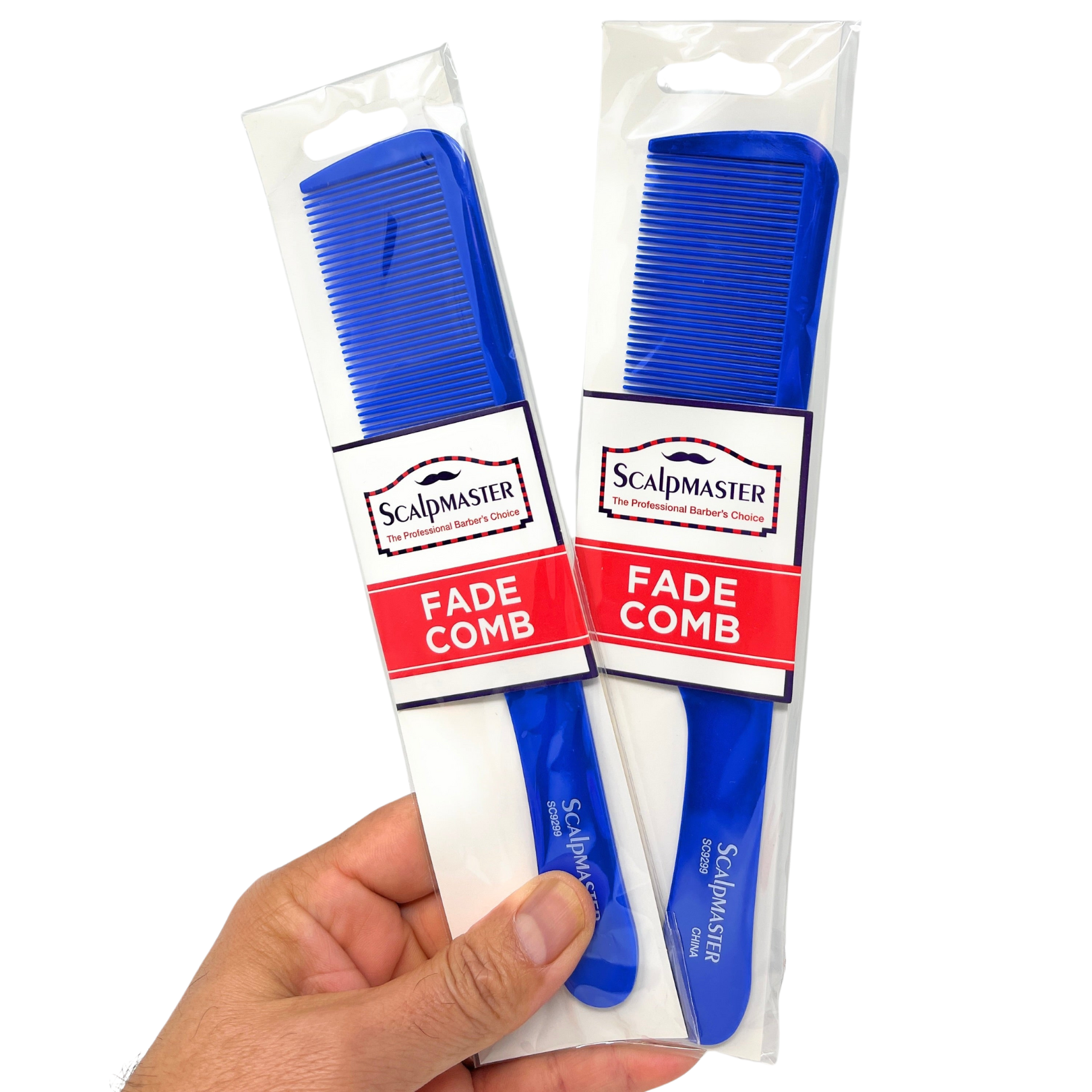 Scalpmaster Fade Clipper & Blending Comb Set - 2 Pack Flexible Hair Cutting Combs for Professional Barber Fades & Blends (Blue) - Perfect for Home Haircuts & Salon Styling