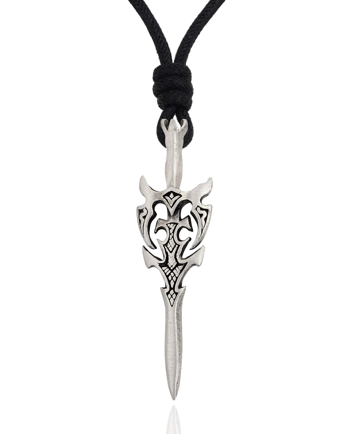 Medieval Sword Silver Pewter Charm Necklace Pendant - Gothic Jewelry for Cosplay, LARP & Historical Reenactment
