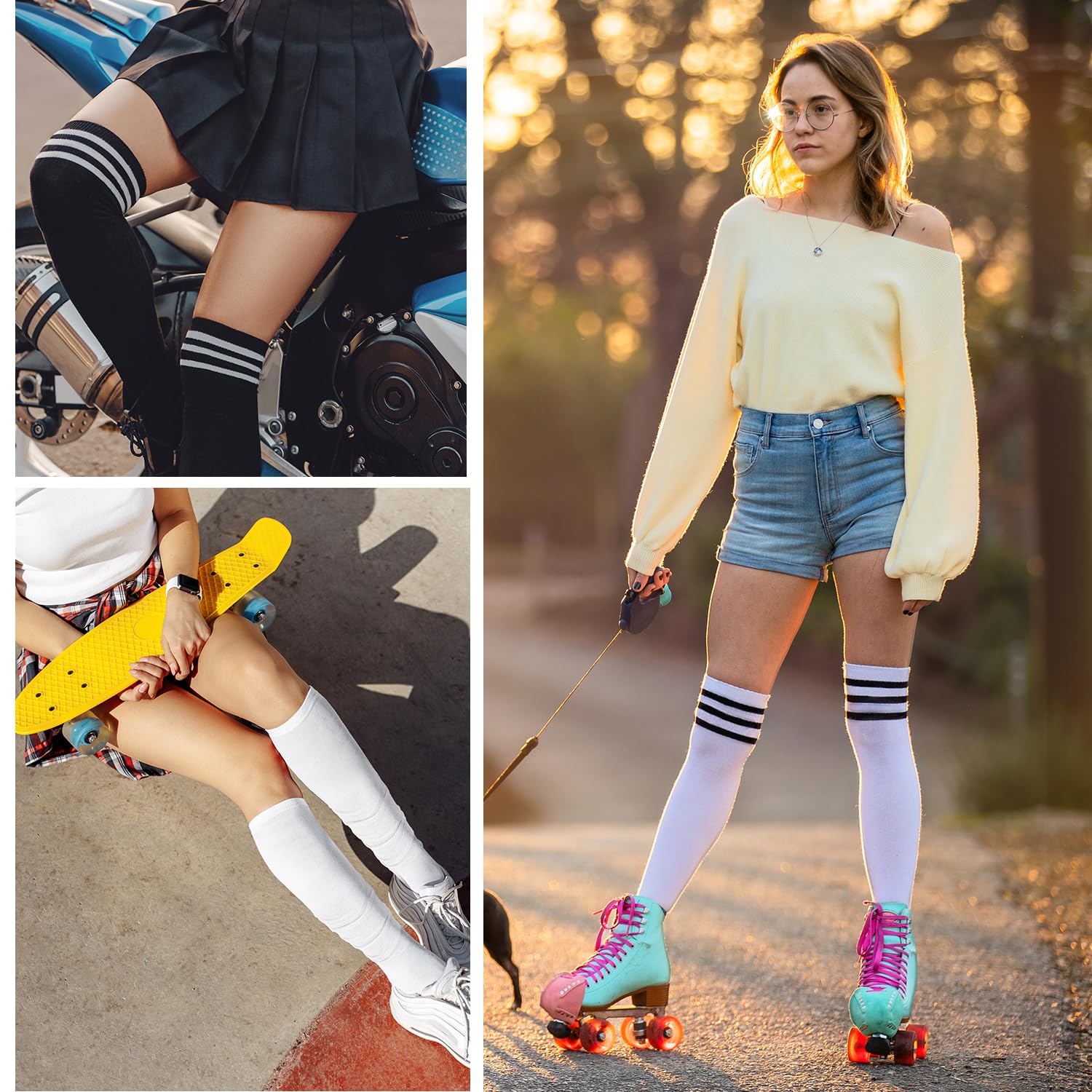 Women's Thigh High Socks - Warm Over Knee High Stockings with Striped Design | Extra Long Boot Socks for Daily Wear & Winter Outfits