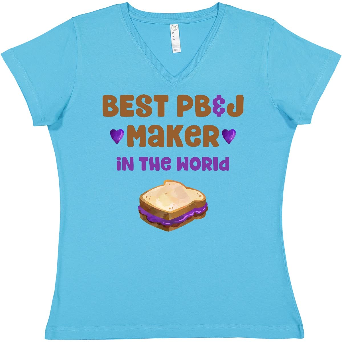 Inktastic World's Best PBJ Maker Women's V-Neck T-Shirt | Funny Graphic Tee for Women | Perfect for Casual Wear, Gifts & Everyday Outfits