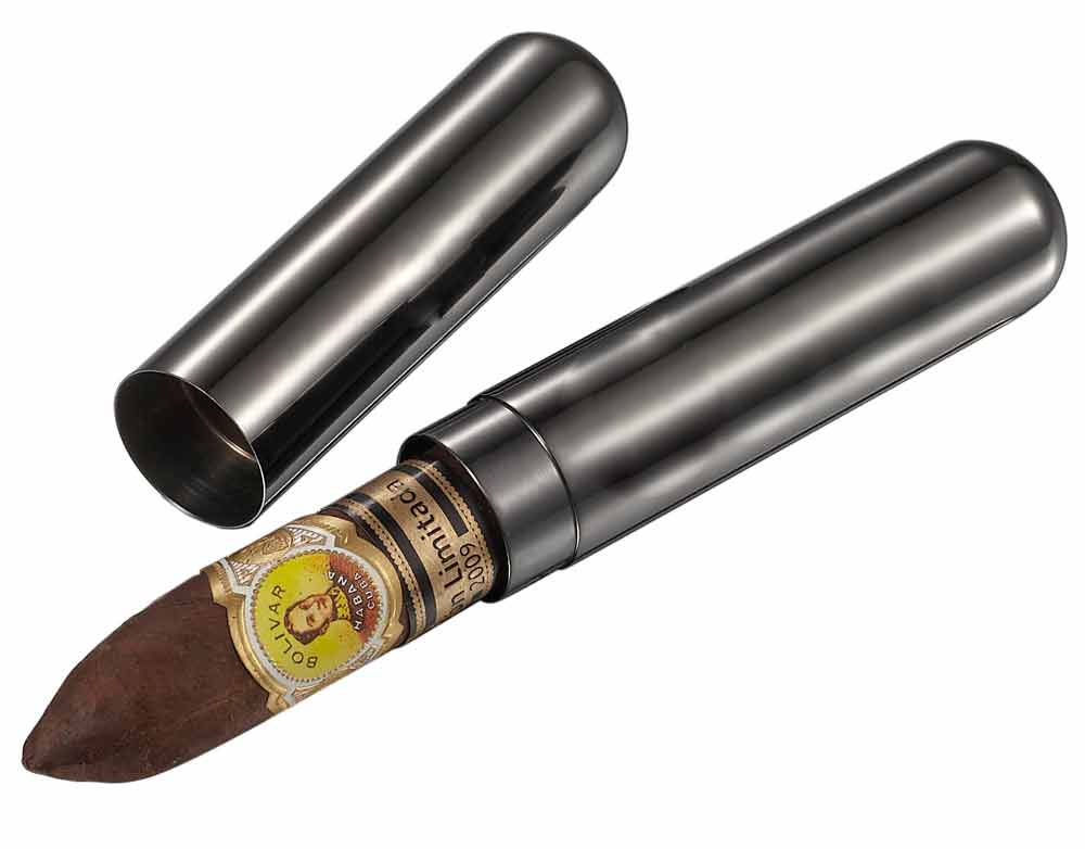 Visol Delta Gunmetal Finish Stainless Steel Cigar Tube - Airtight Humidor for Single Cigar | Perfect for Travel, Gifts & Outdoor Smoking