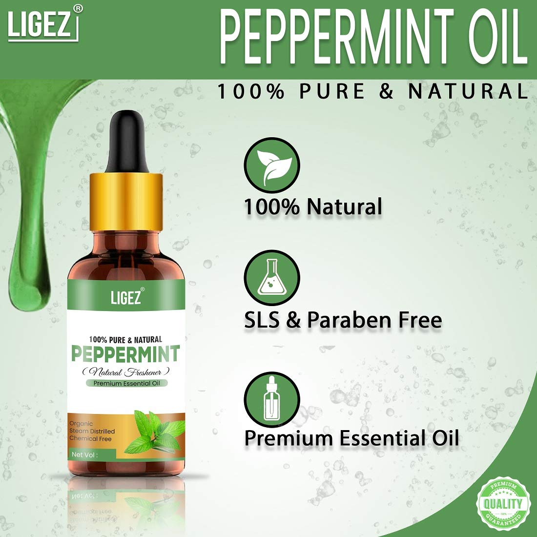 100% Pure Natural Peppermint Essential Oil for Hair, Skin, Face Care - Relieves Cold & Congestion - Aromatherapy Diffuser Oil (2-Pack, 10ml Each) - Perfect for Home Spa, Massage & Stress Relief