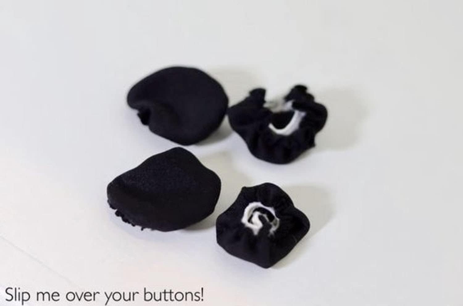 Elastic Button Covers for Shirts, Jeans & Jackets - 4 Pack Stretchable Unisex Button Protectors (Black, Large) - Perfect for Clothing Repair, DIY Fashion & Wardrobe Maintenance