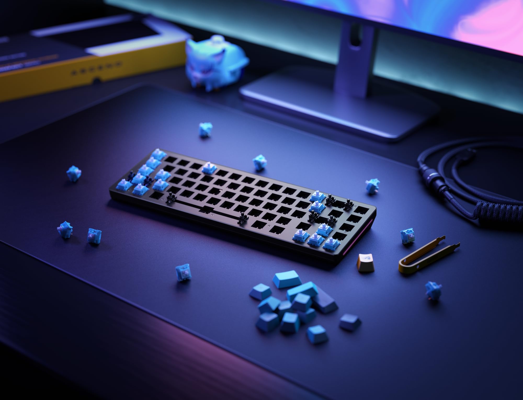 Glorious GMMK 2 Compact 65% Barebones Mechanical Gaming Keyboard - Aluminum Frame, Customizable RGB Backlit, TKL Layout (ISO/ANSI) - Black - Perfect for Esports, Streaming & Office Work