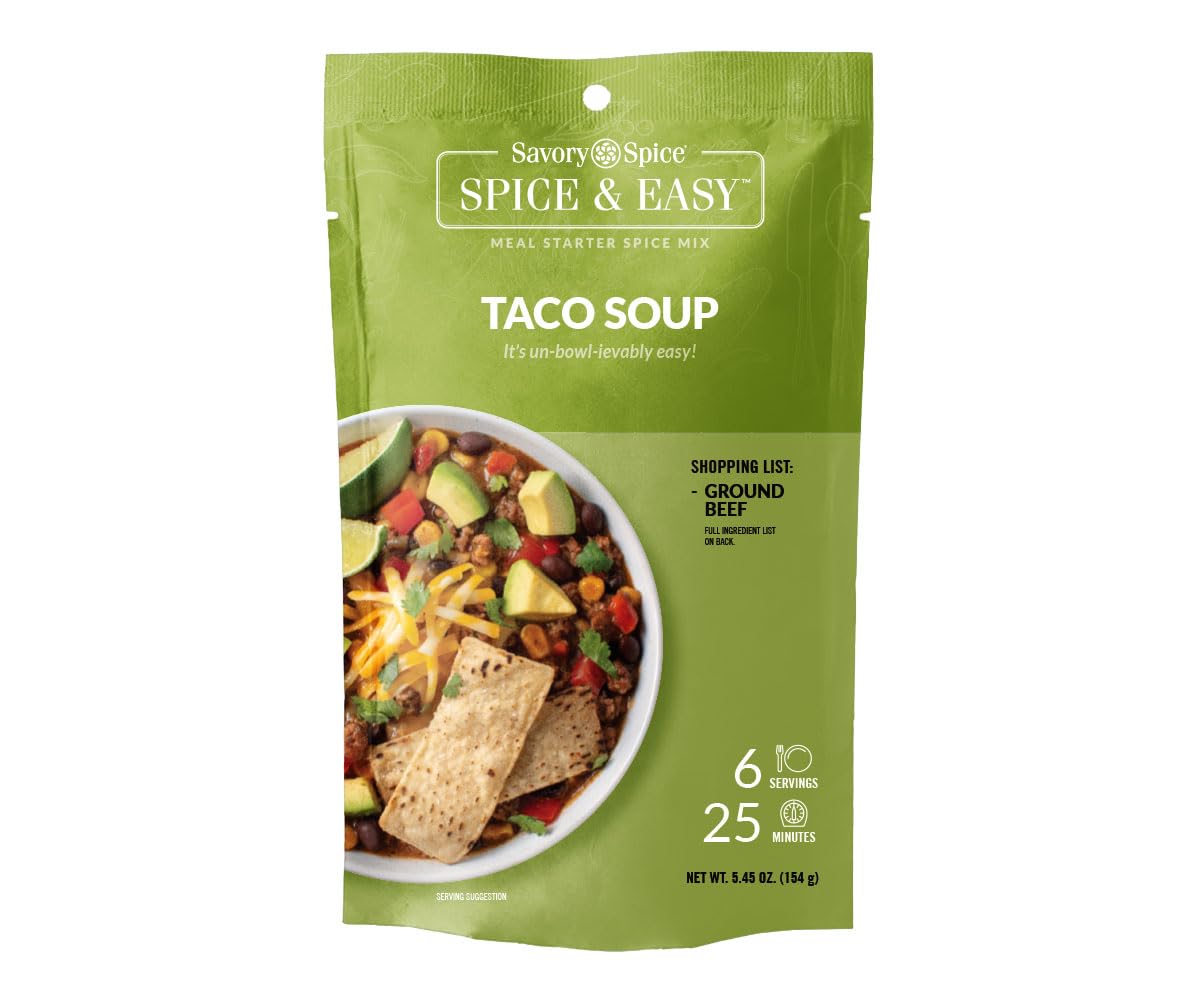 Savory Spice Taco Soup Seasoning Mix - Easy Taco Soup Starter Kit with Premium Ingredients (5.35 oz) | Perfect for Quick Weeknight Dinners, Family Gatherings & Mexican-Themed Parties