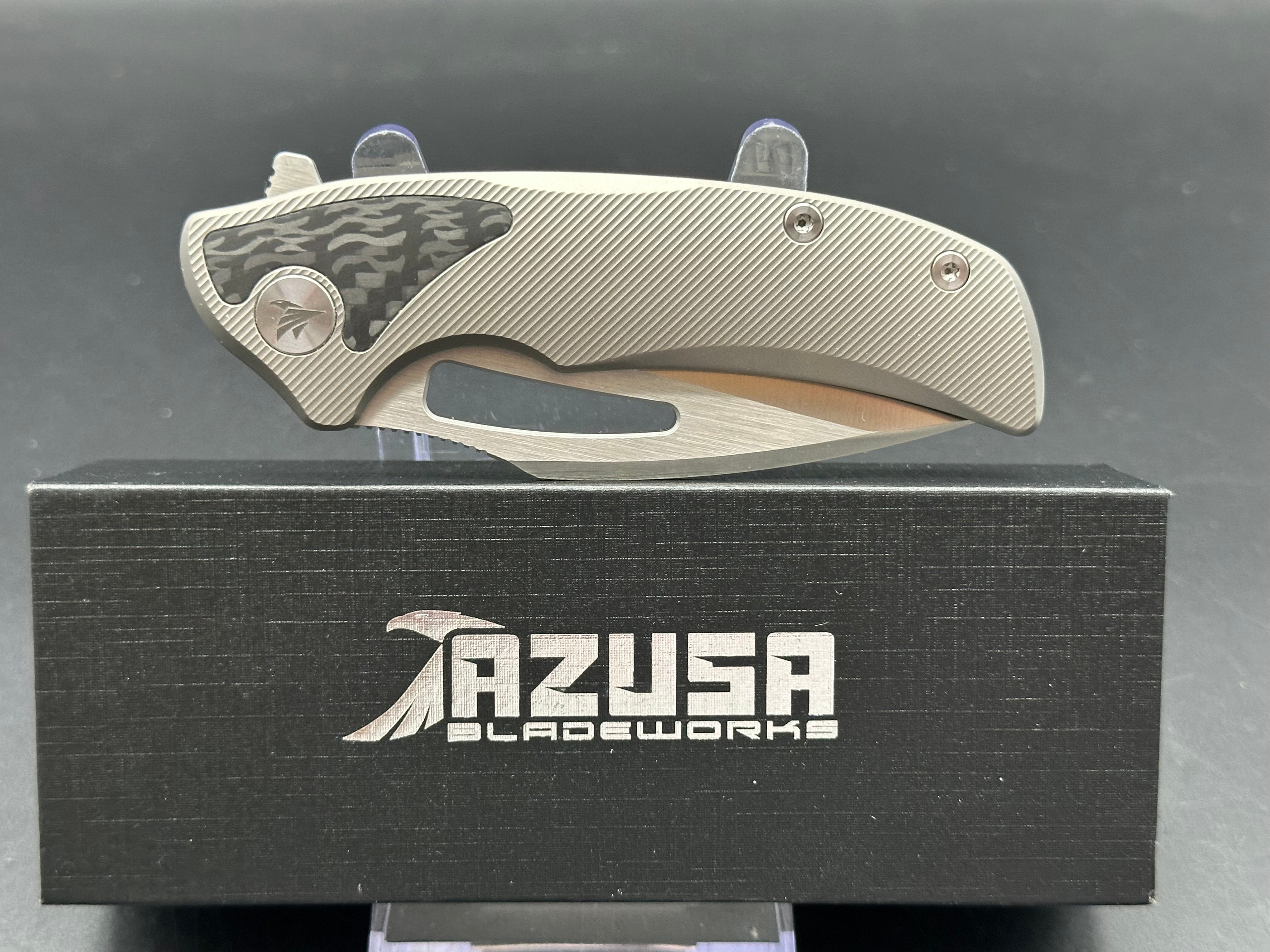 Premium Asuza Blitzkrieg Titanium & Carbon Fiber Knife with M390 Steel Blade - Perfect for Outdoor Camping, Survival, and Everyday Carry (EDC)